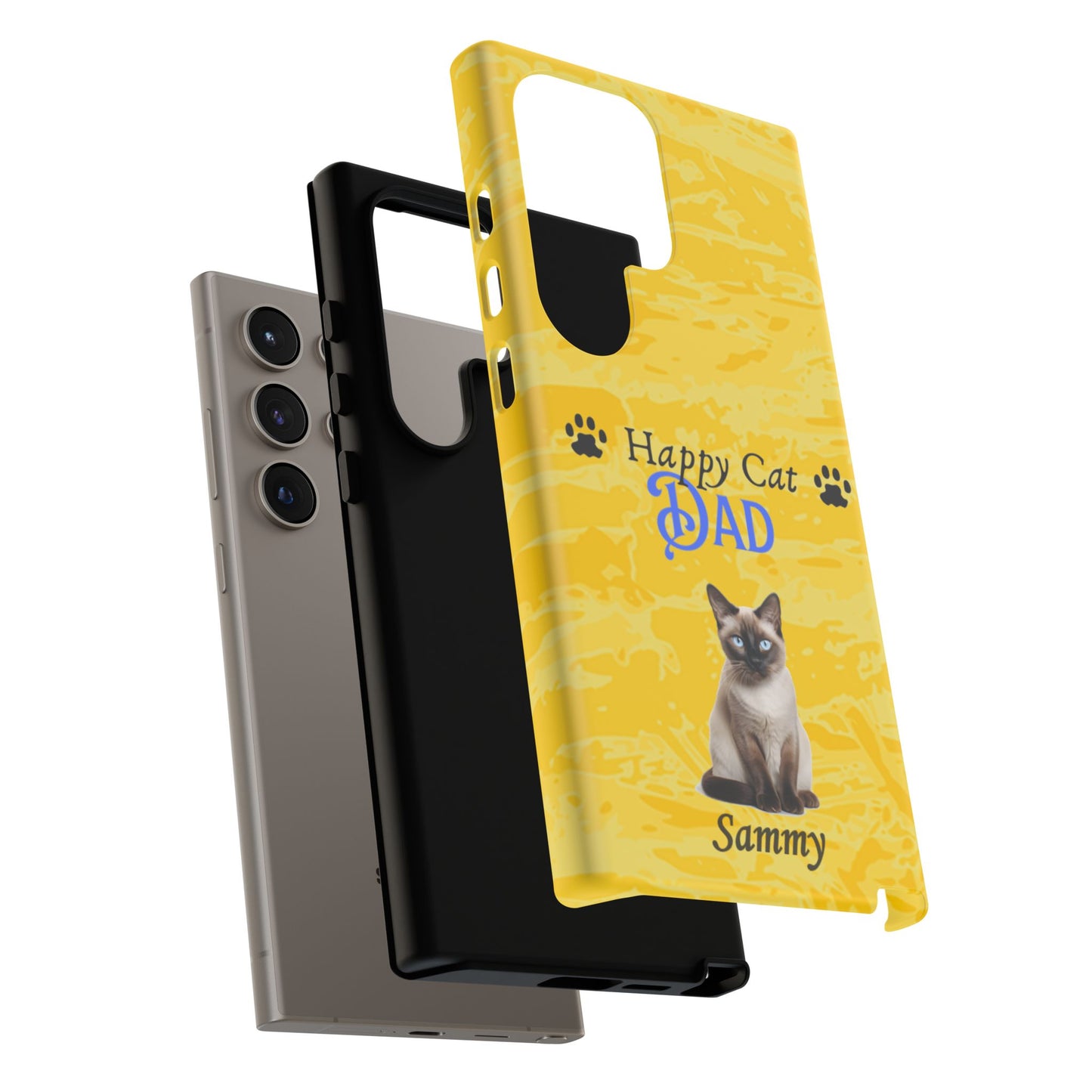 Happy Cat Dad - Personalized - Whimsical Phone Cases - Father's Day