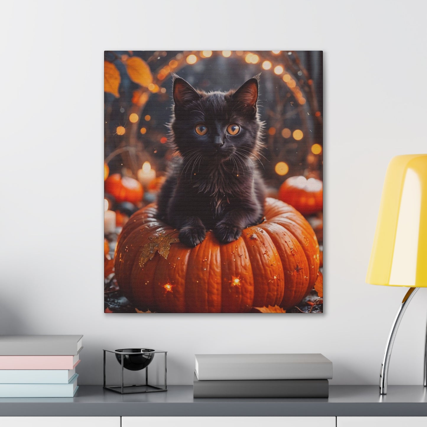 Kitty in Pumkin - Canvas Stretched, 0.75" - Halloween