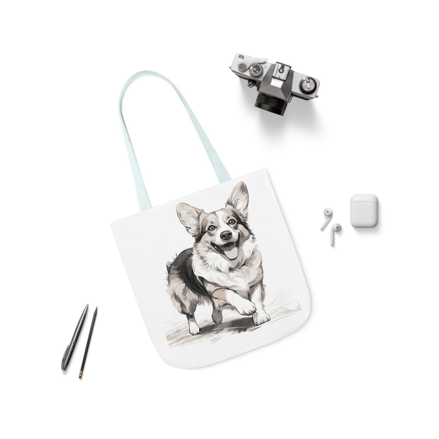 Corgi 2 - Canvas Tote Bag, 5-Color Straps