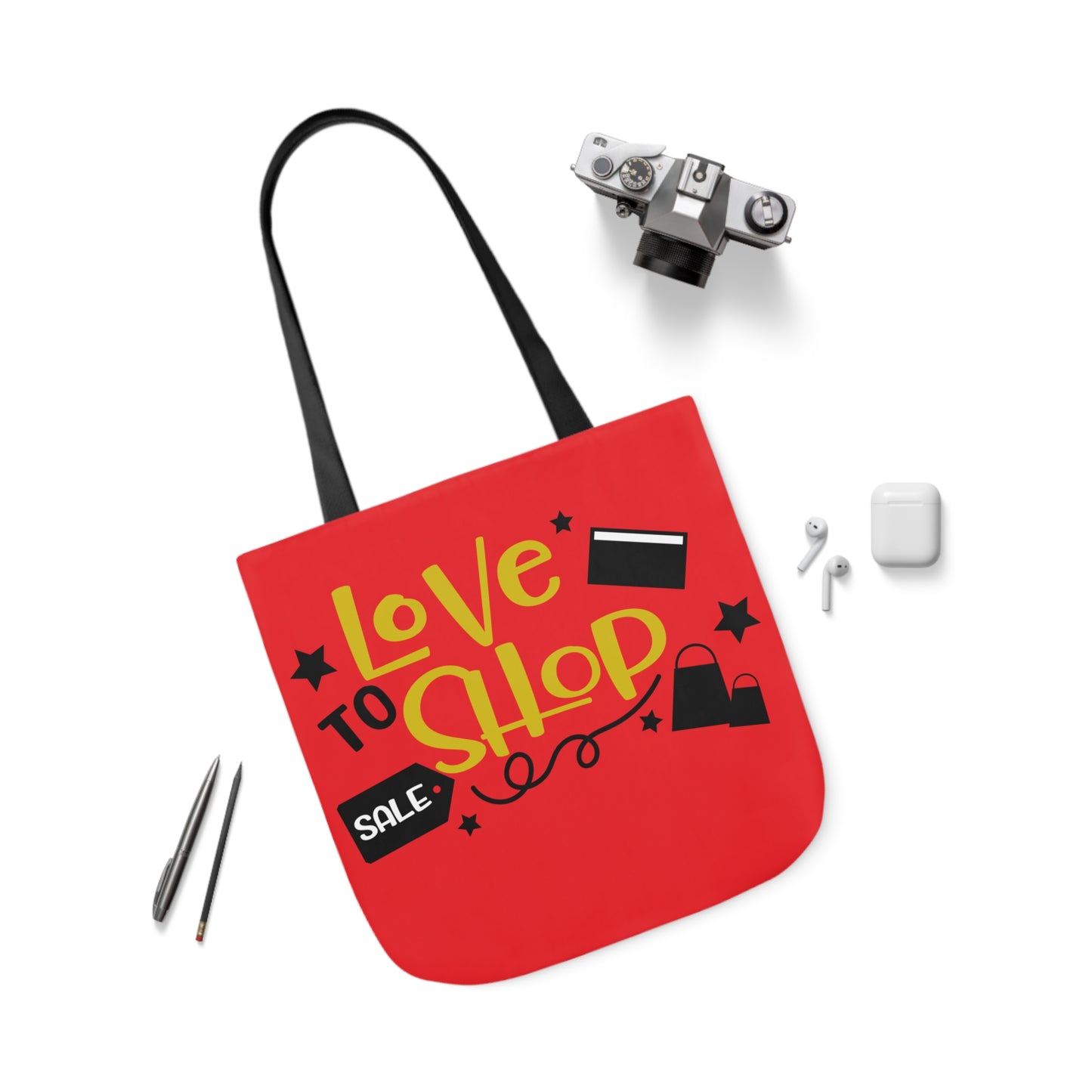 Love to Shop = Canvas Tote Bag, 5-Color Straps - Mother's Day