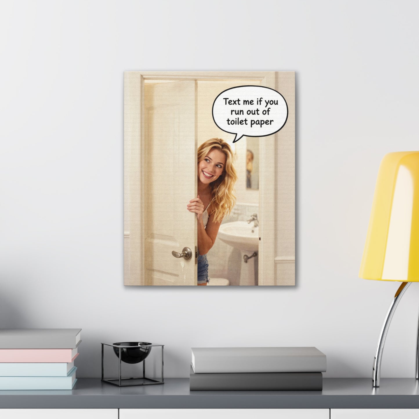 Text Me - Canvas Stretched, 0.75"- Wall Art 2026 - Bathroom Humor