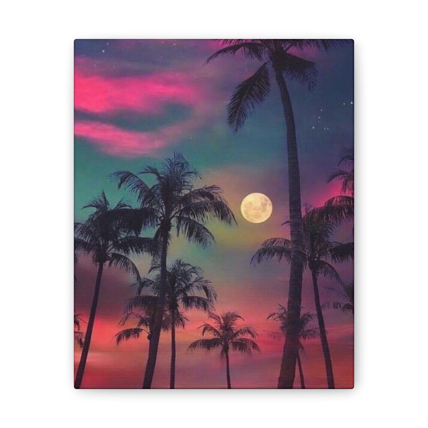 Moon Rise Palms - Canvas Stretched, 0.75"