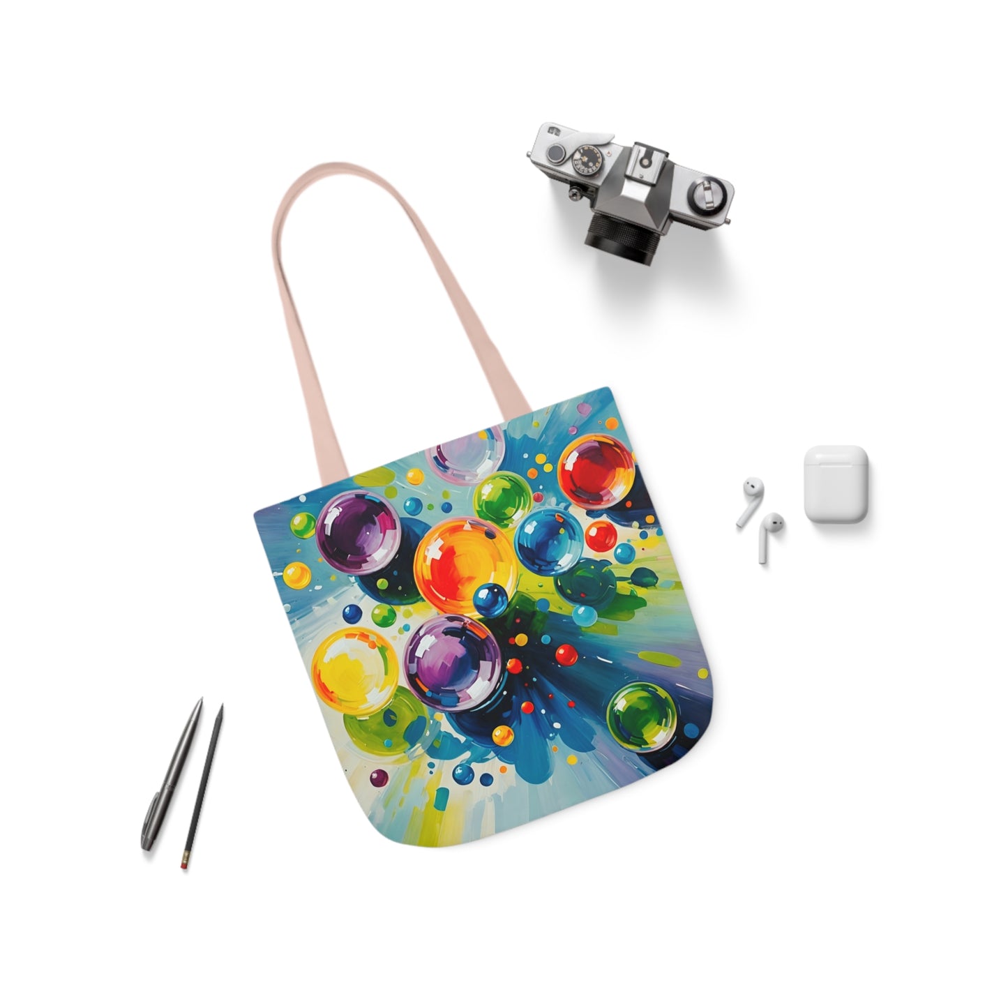 Colored Balls - Canvas Tote Bag, 5-Color Straps