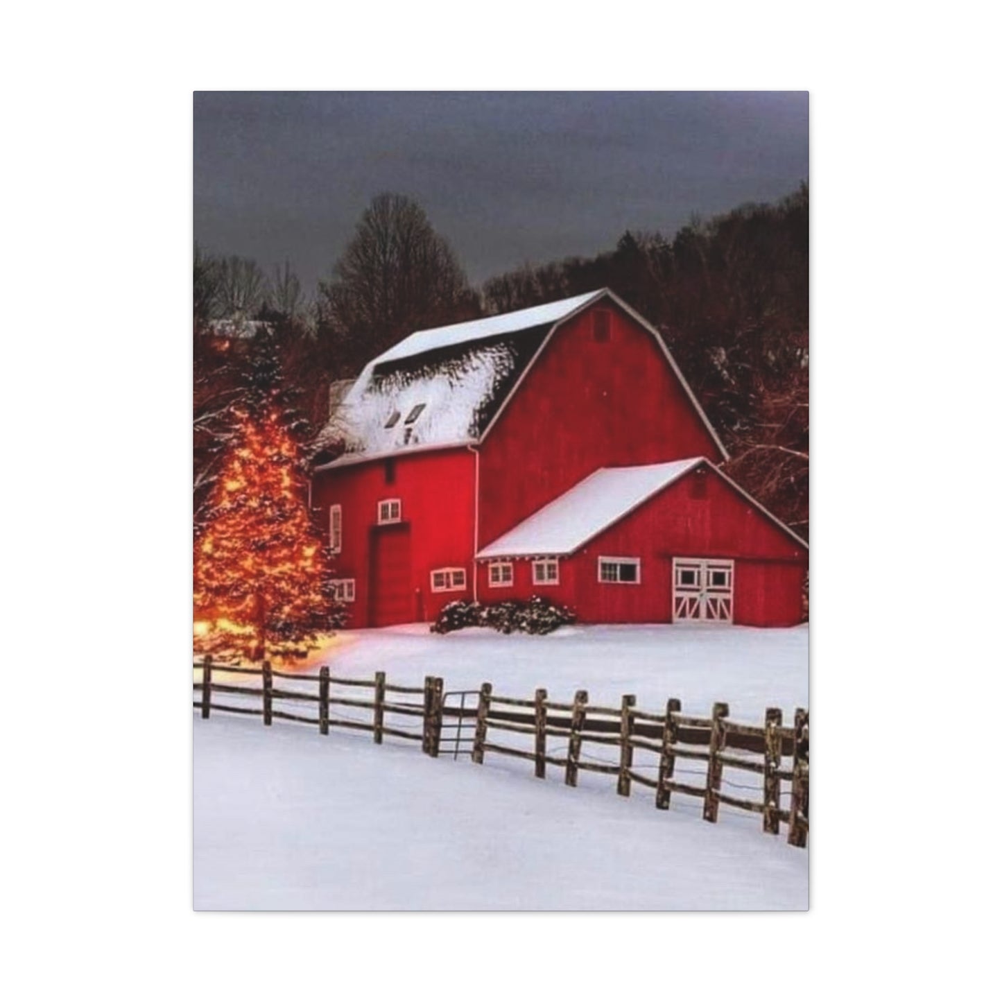 Barn in Winter - Canvas Stretched, 0.75"