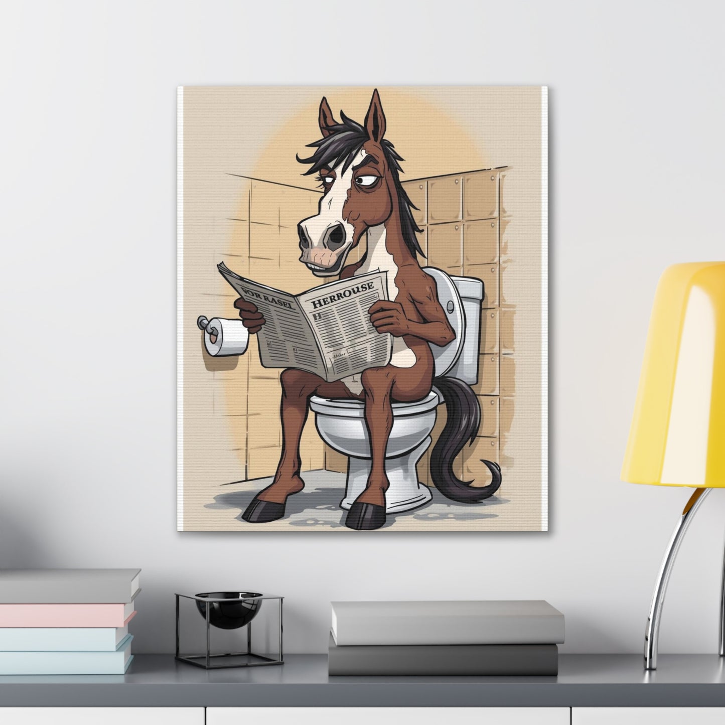 Horse on the can - Canvas Stretched, 0.75" - Wall Art 2026 - Bathroom Humor
