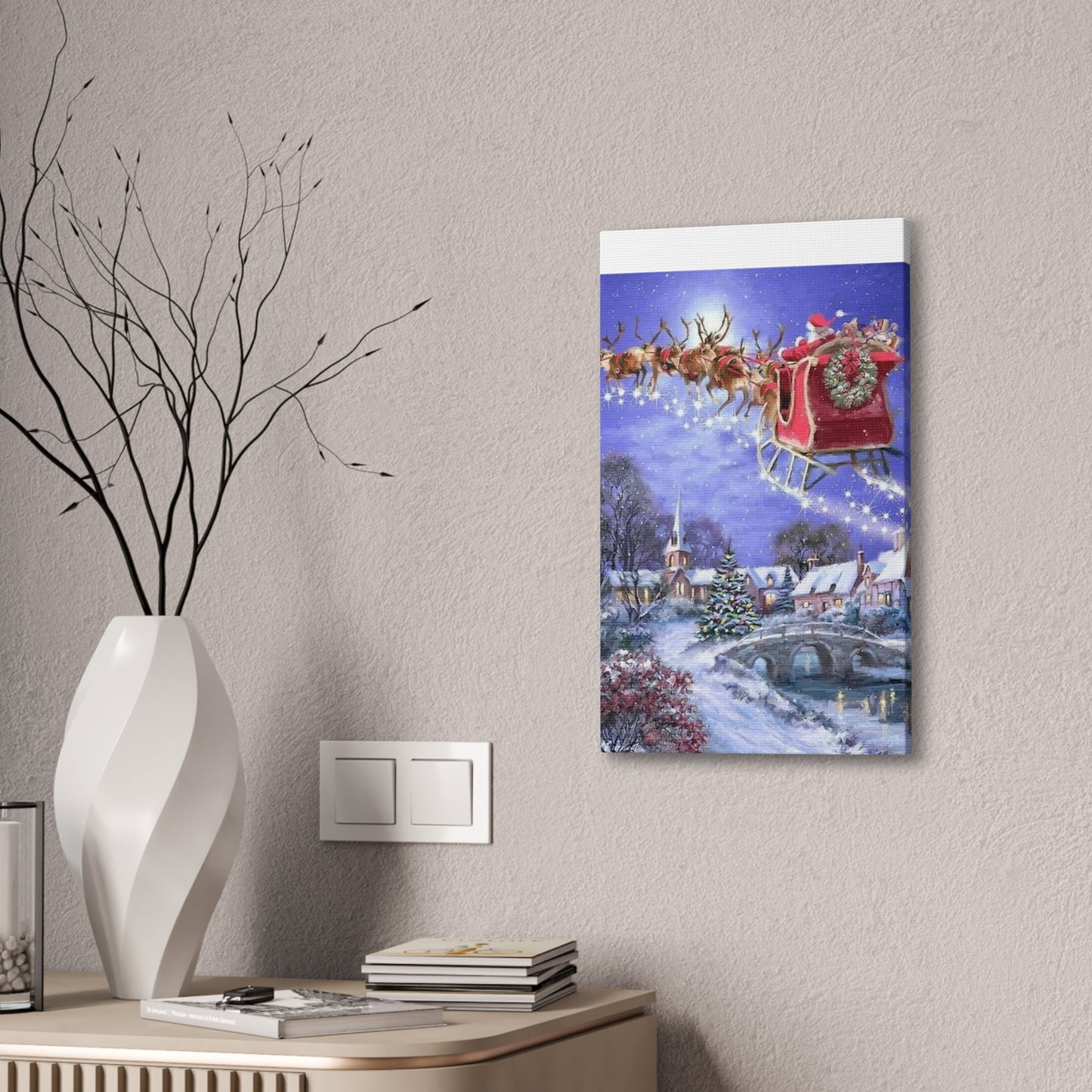 Santa's Coming - Canvas Stretched, 0.75" Christmas