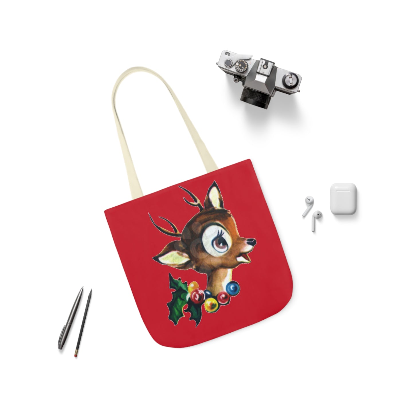 Baby Deer - Canvas Tote Bag, 5-Color Straps - Christmas