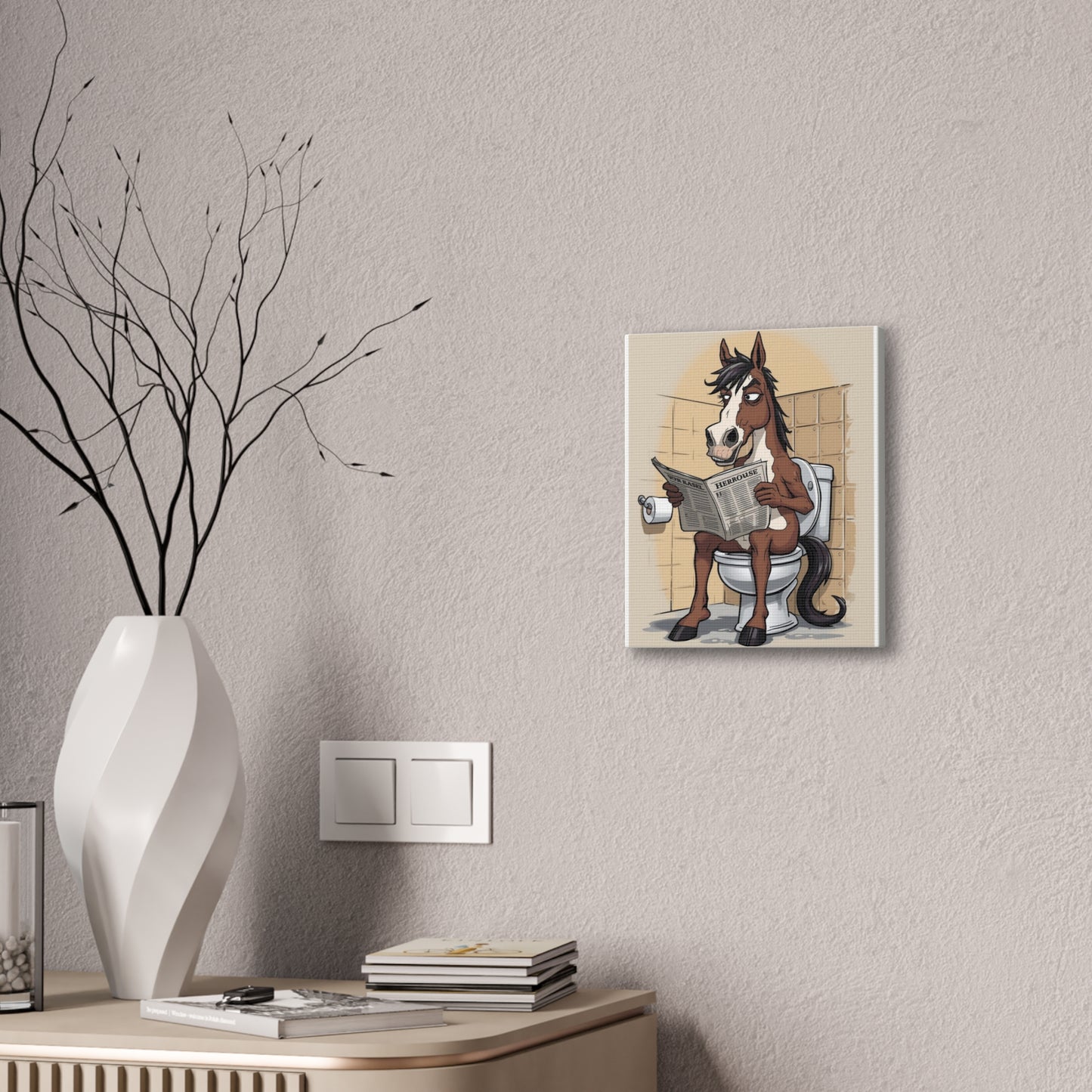 Horse on the can - Canvas Stretched, 0.75" - Wall Art 2026 - Bathroom Humor