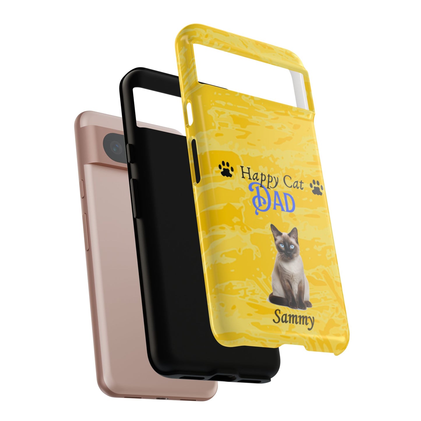 Happy Cat Dad - Personalized - Whimsical Phone Cases - Father's Day