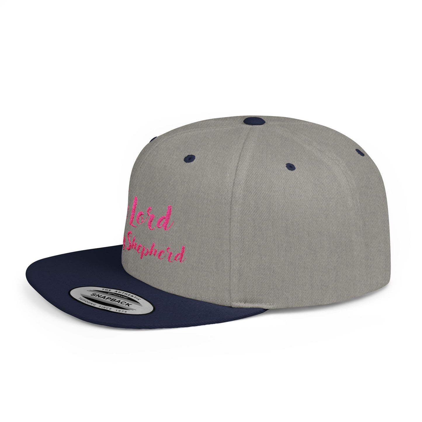 The Lord is My Shepherd - Pink - Embroidered - Flat Bill Snapback - Base Ball Cap - Easter - Mother's Day - Father's Day