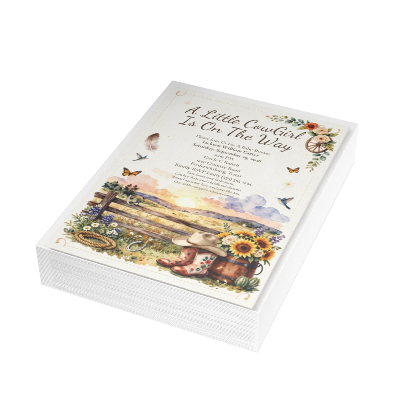 Little Cowgirl - Postcard Bundles (envelopes included)