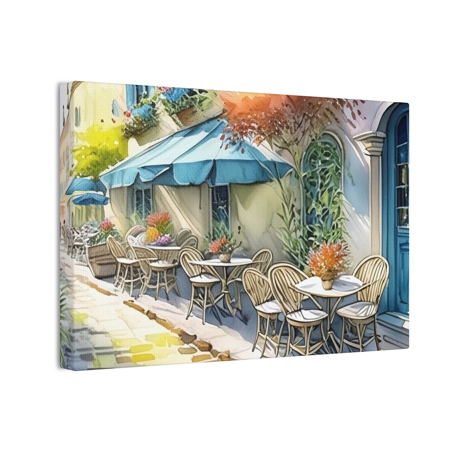 Street Cafe - Canvas Stretched, 0.75"