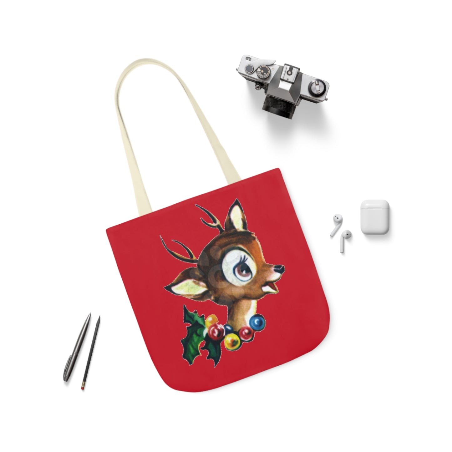 Baby Deer - Canvas Tote Bag, 5-Color Straps - Christmas