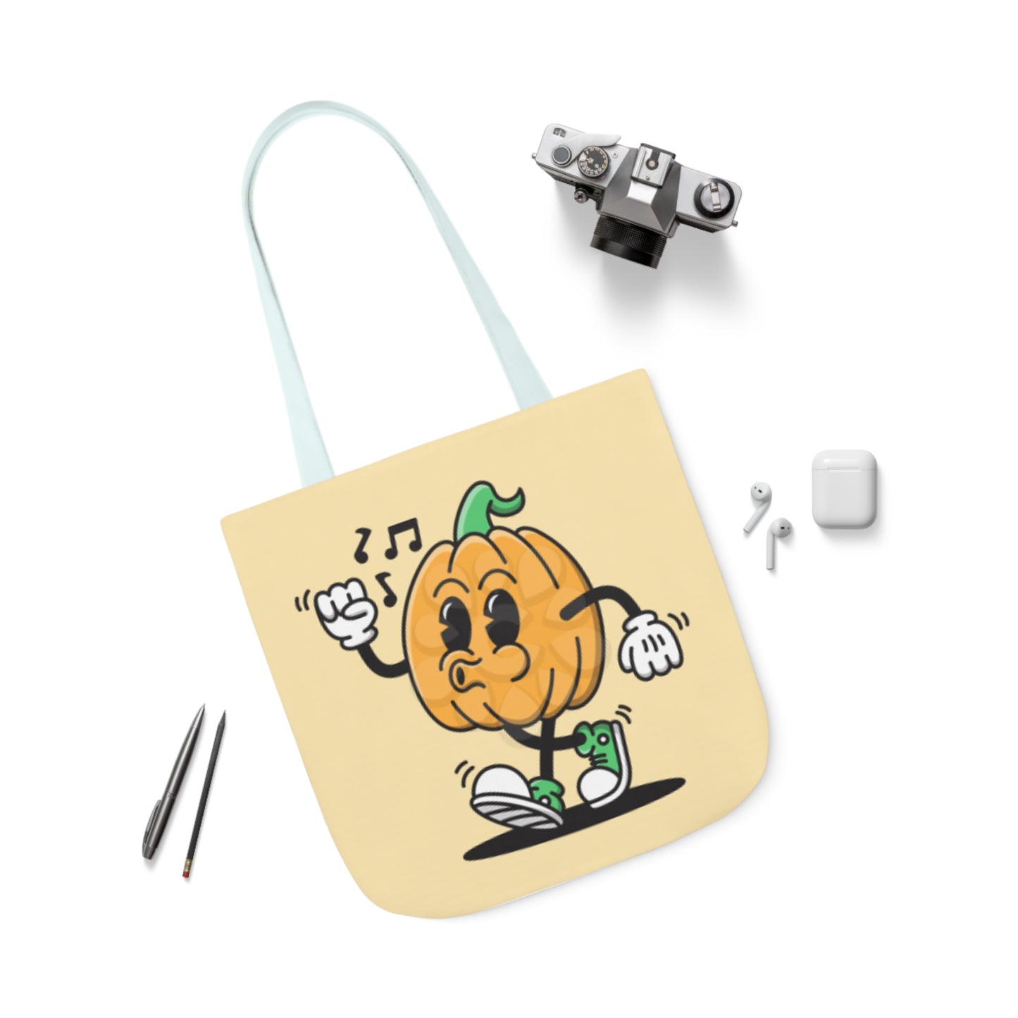 Happy Pumpkin - Canvas Tote Bag, 5-Color Straps - Halloween