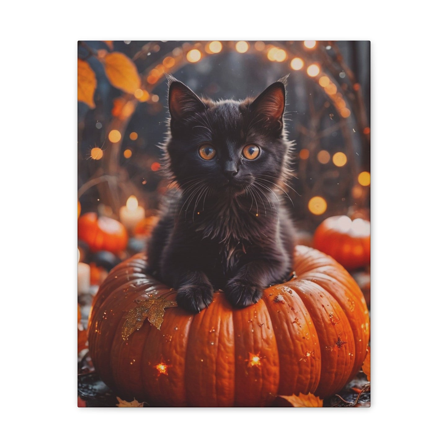 Kitty in Pumkin - Canvas Stretched, 0.75" - Halloween