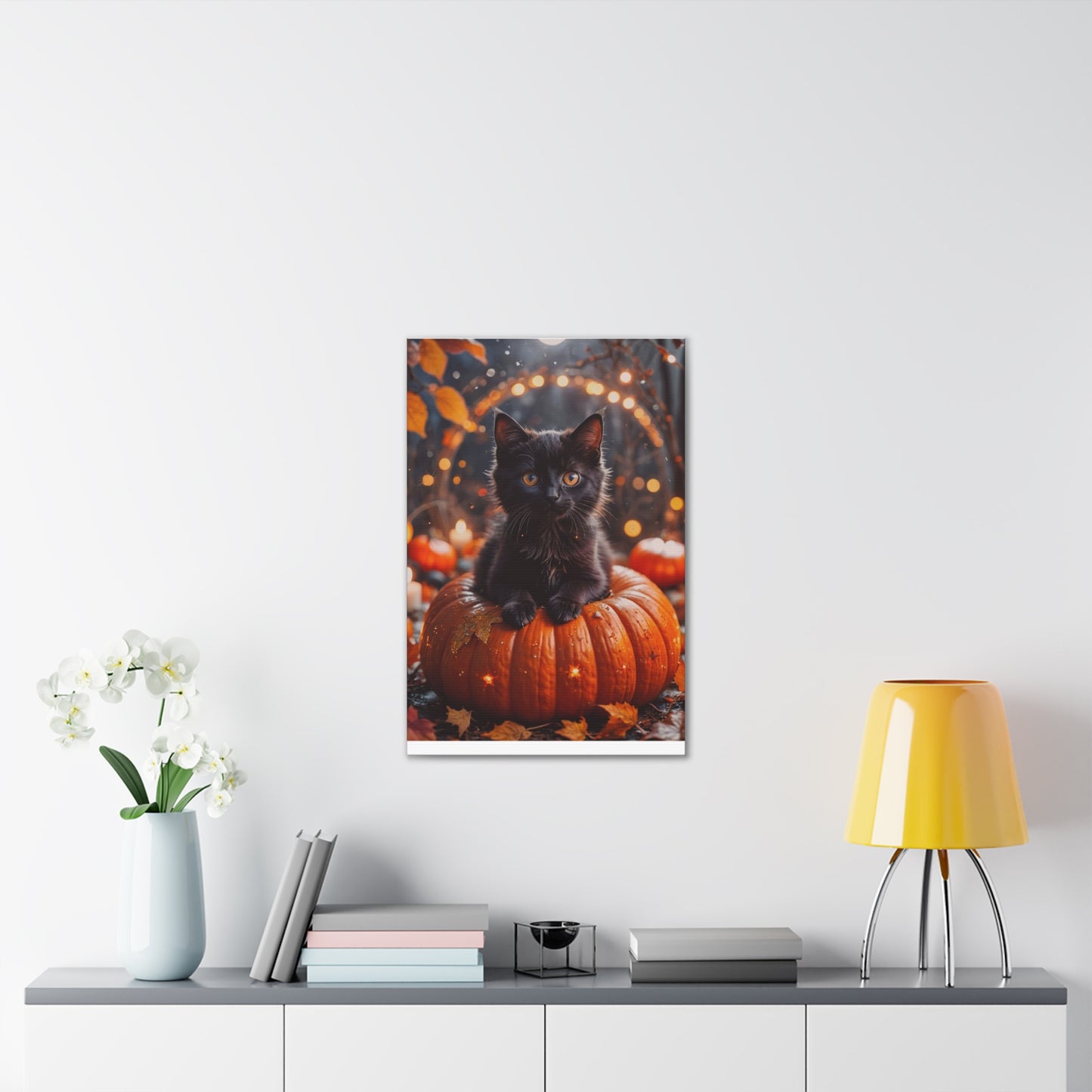 Kitty in Pumkin - Canvas Stretched, 0.75" - Halloween