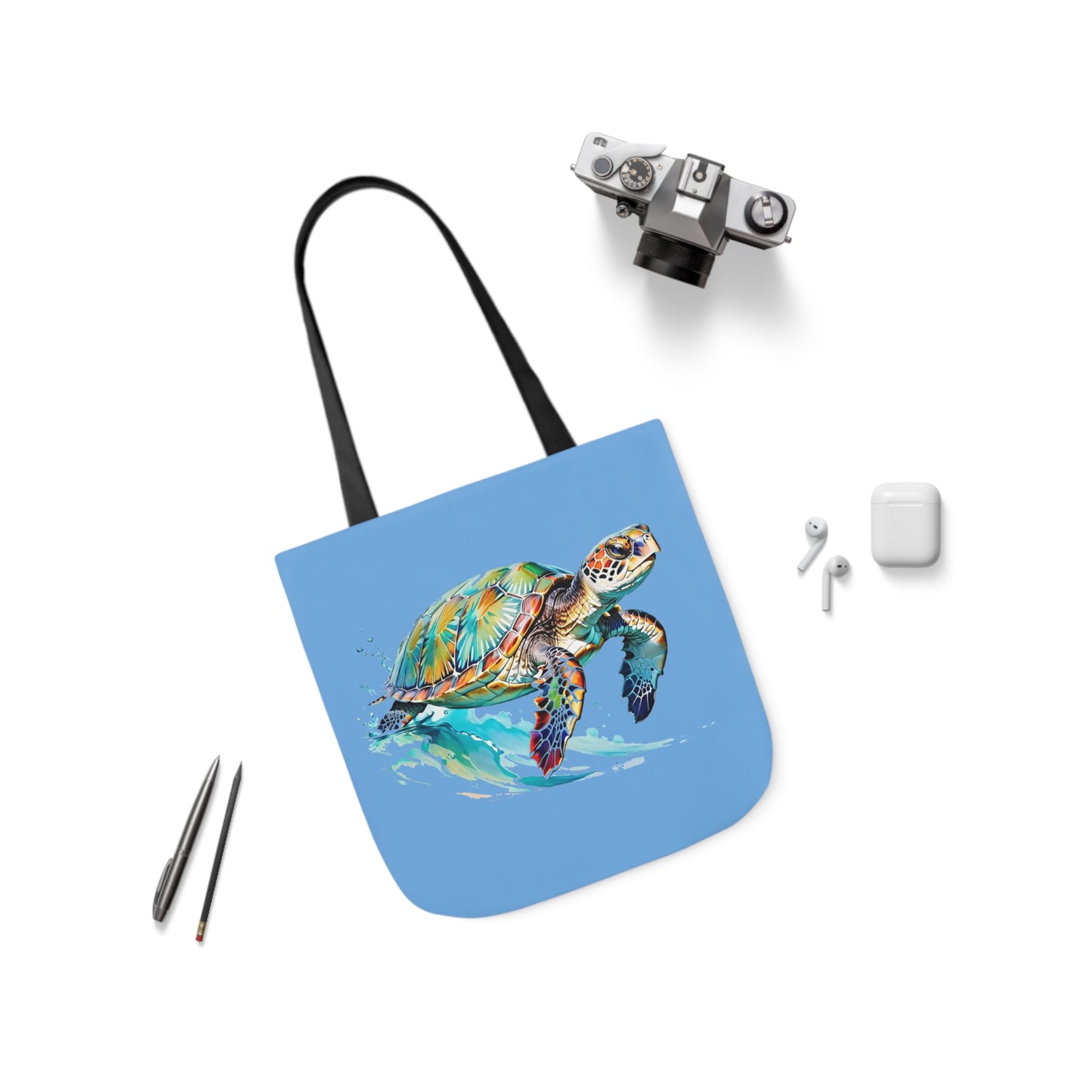 Turtle - Canvas Tote Bag, 5-Color Straps