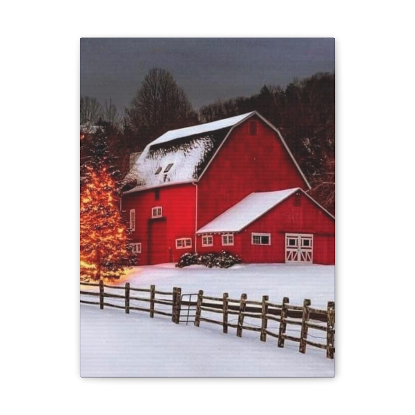 Barn in Winter - Canvas Stretched, 0.75"