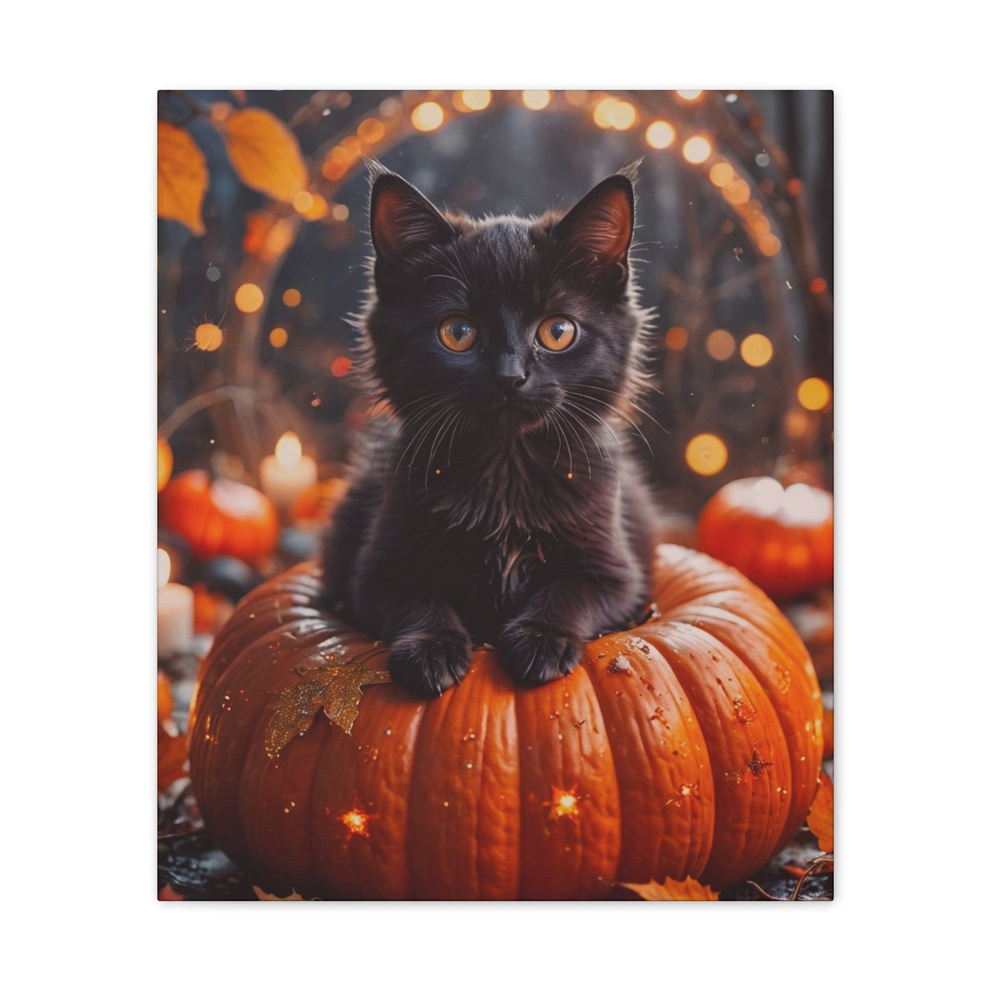 Kitty in Pumkin - Canvas Stretched, 0.75" - Halloween