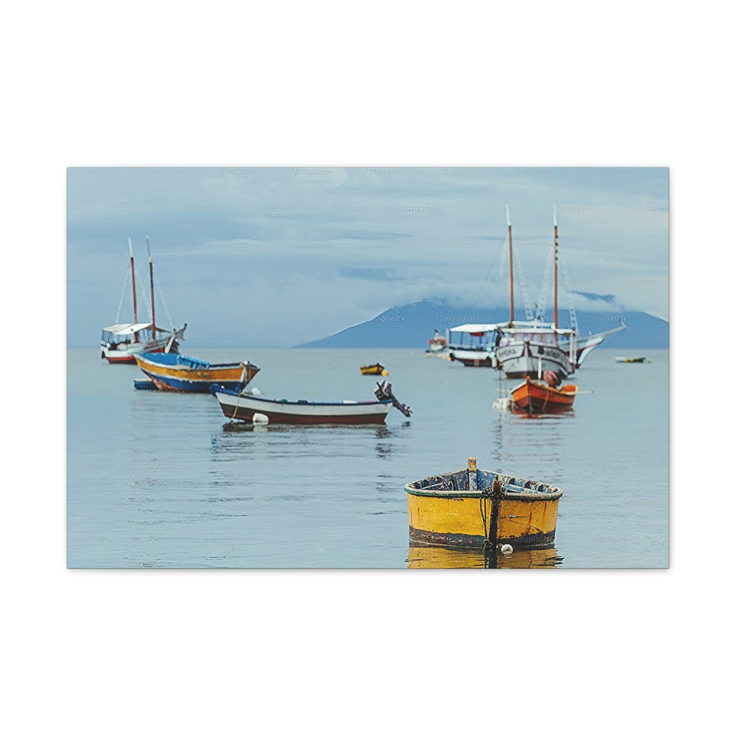 Boats in Harbor _ Canvas Stretched, 0.75"