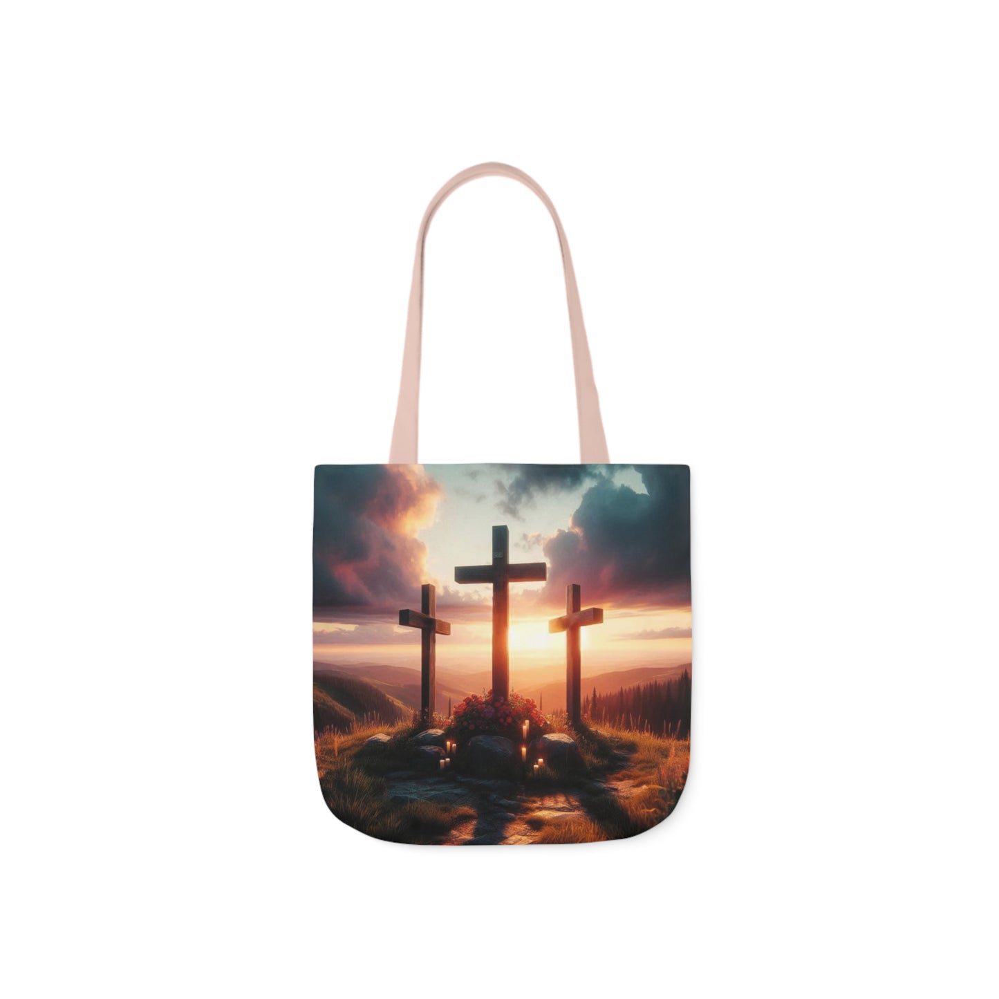 Calvary - Canvas Tote Bag, 5-Color Straps - Easter - Religious