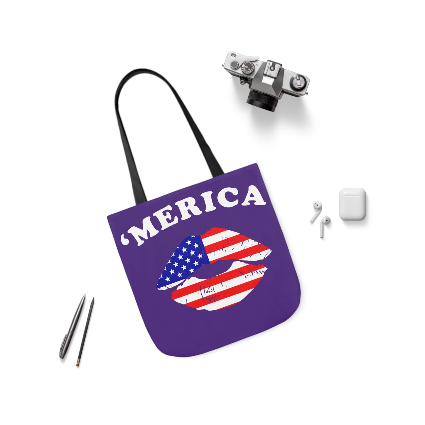 America - Canvas Tote Bag, 5-Color Straps