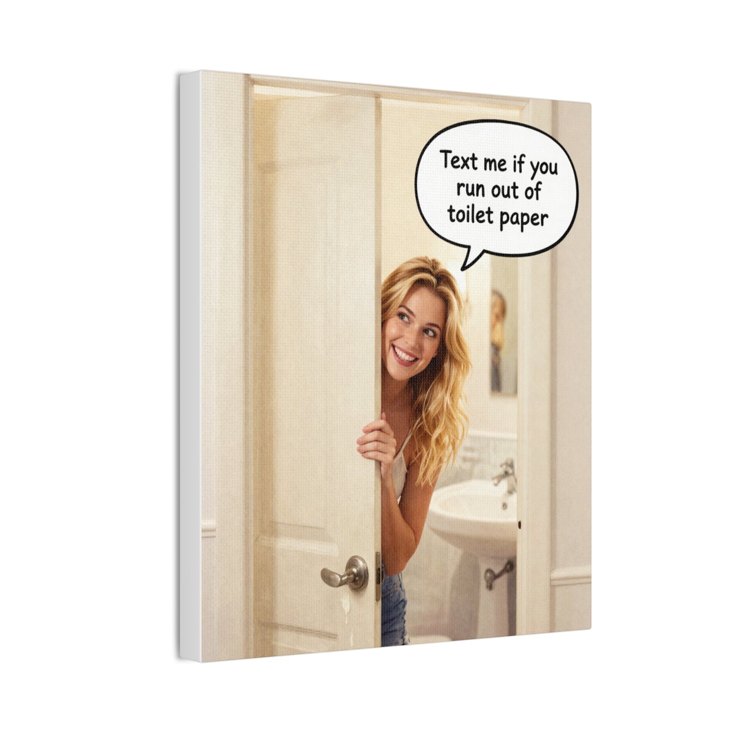 Text Me - Canvas Stretched, 0.75"- Wall Art 2026 - Bathroom Humor