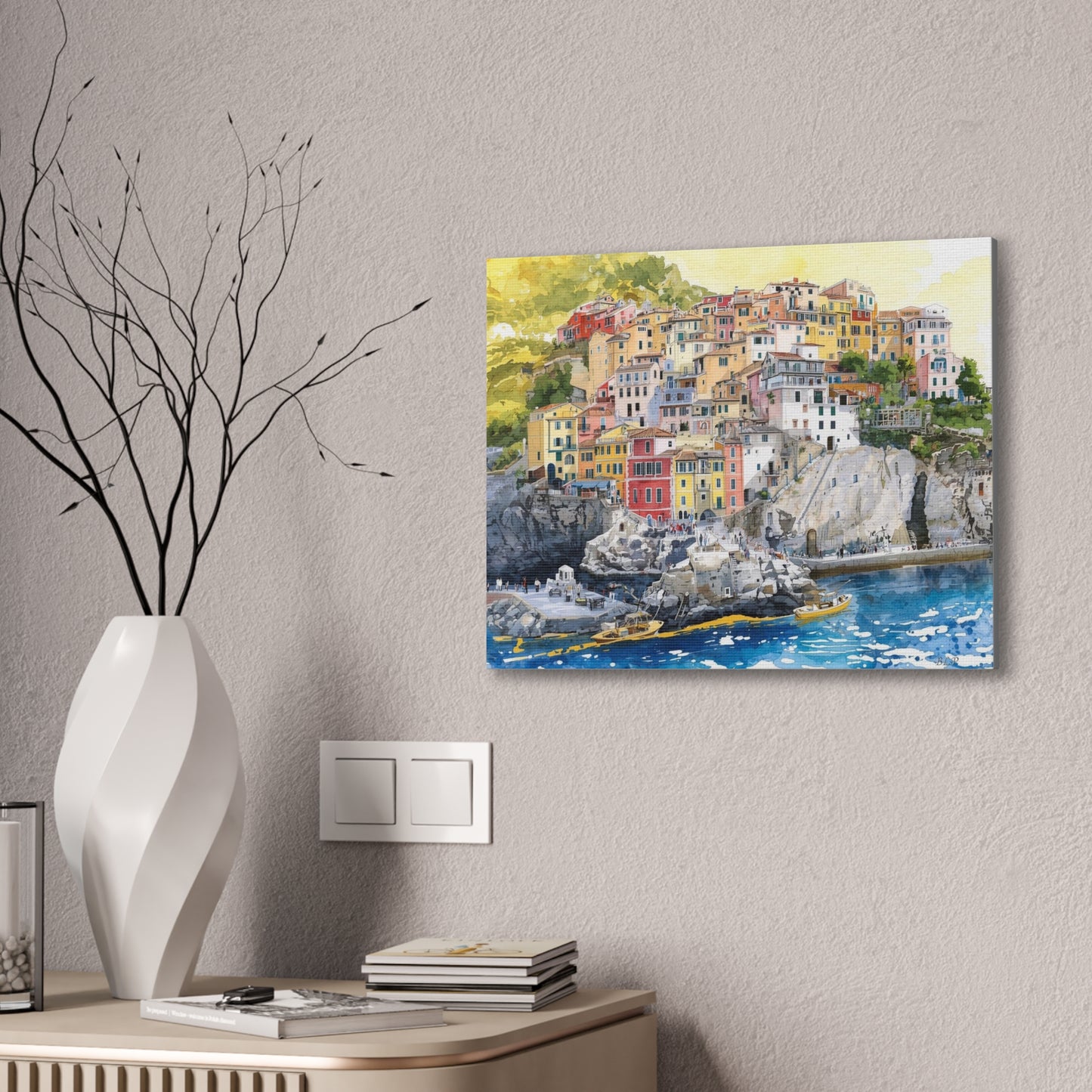 Italian Coastal City - Canvas Stretched, 0.75" - Wall Art 2026 - Scenes