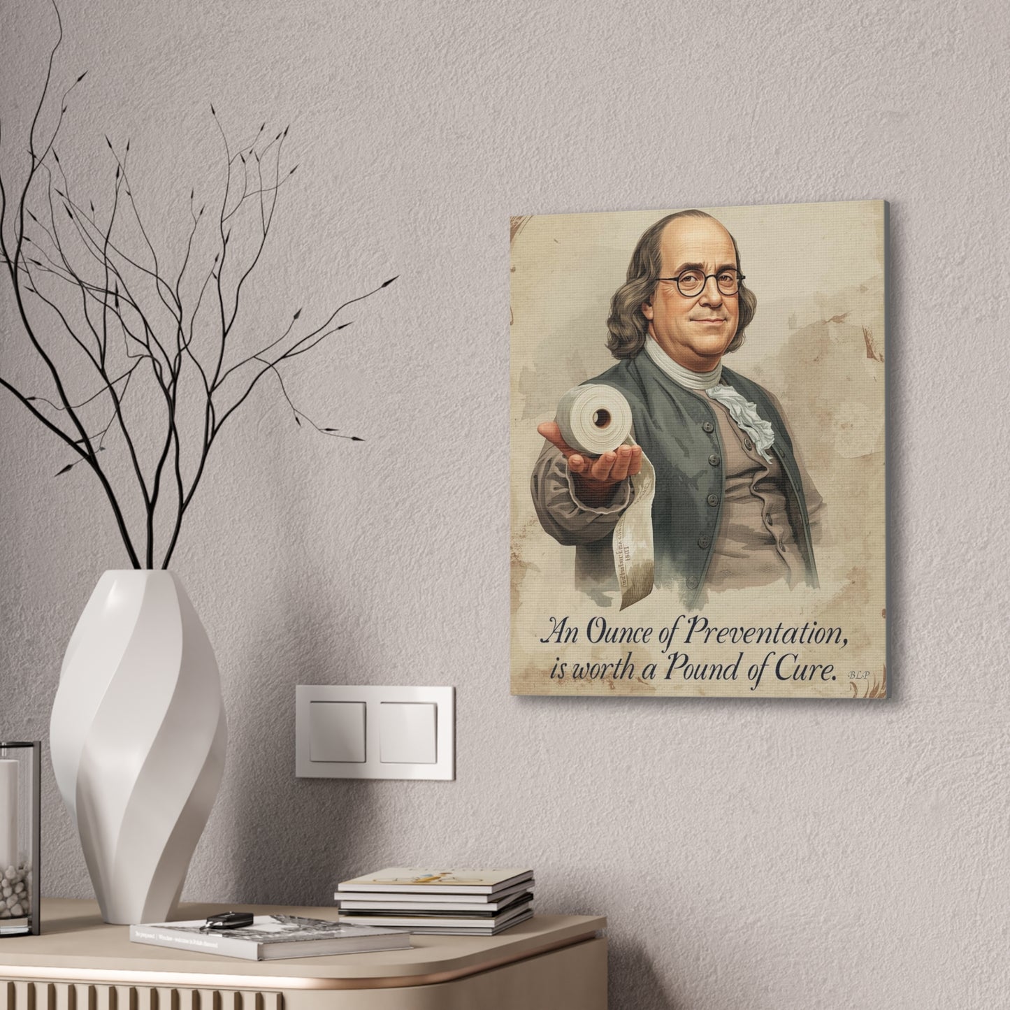Franklin - Canvas Stretched, 0.75" - 2026 Wall Art - Bathroom Humor