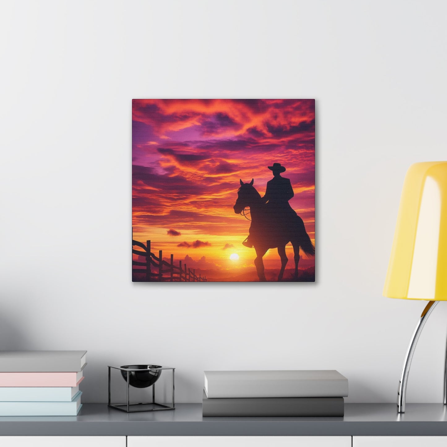 Cowboy in the Sunset - Canvas Stretched, 0.75"