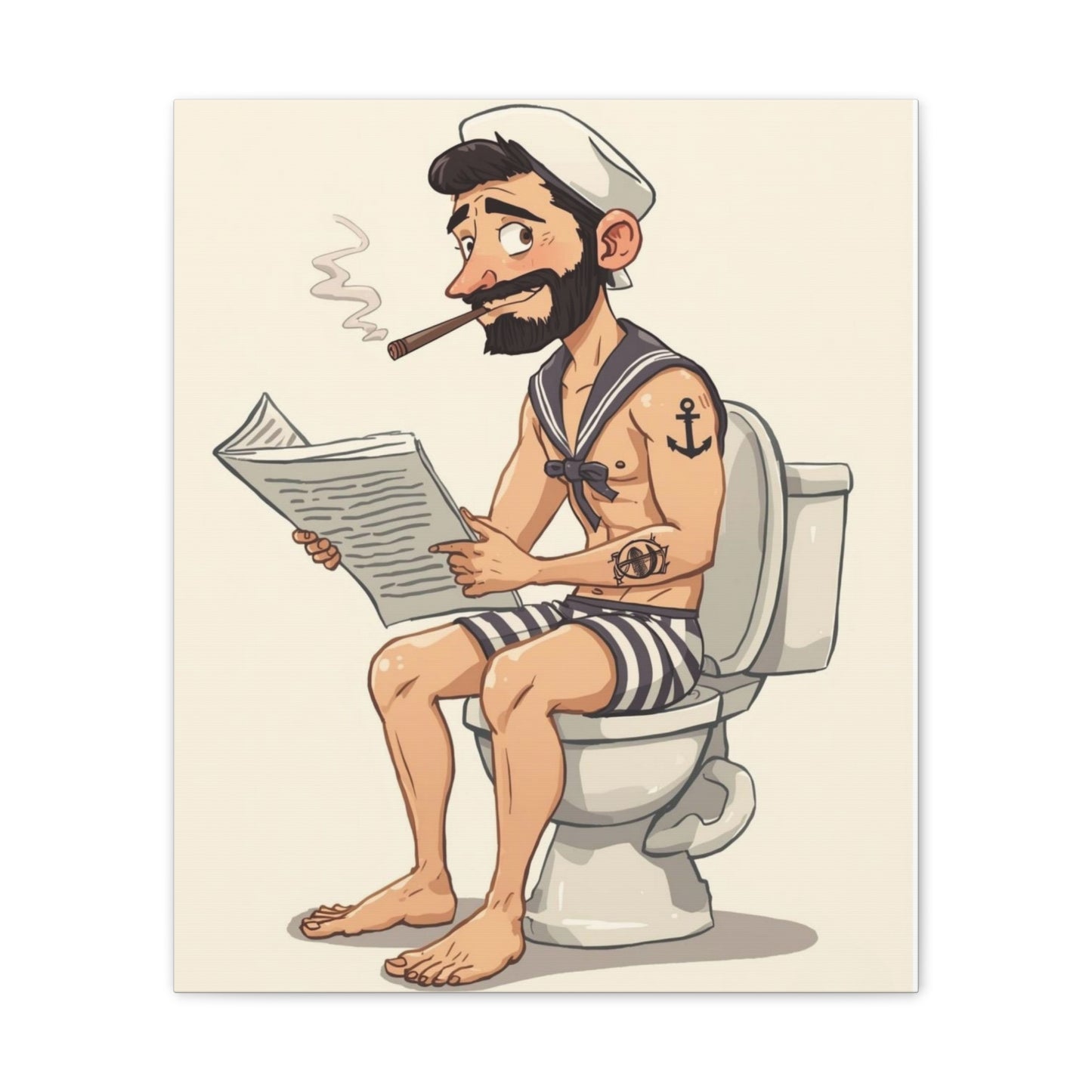 Sailor on the can - Canvas Stretched, 0.75" - Wall Art 2026 - Bathroom Humor