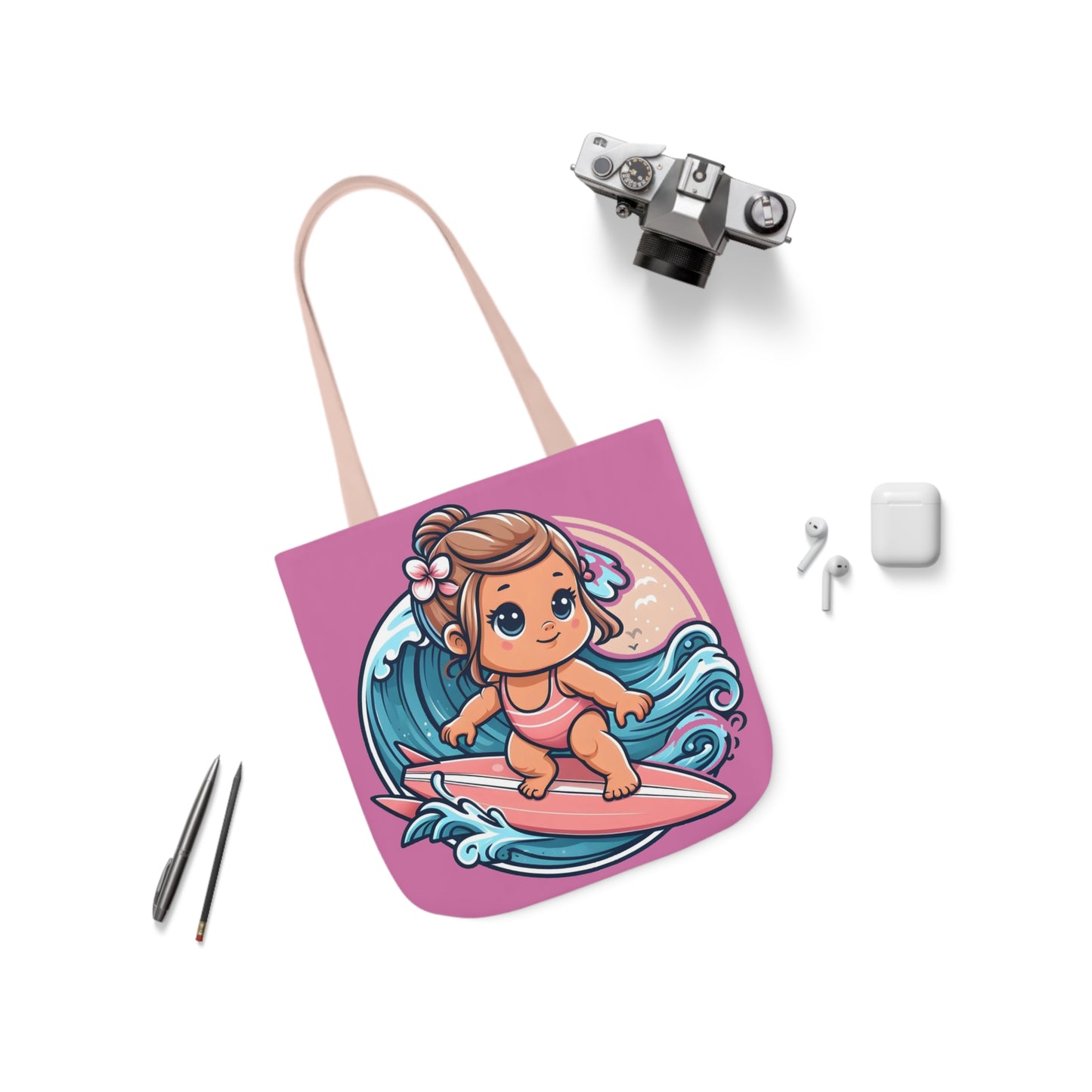 Little Surfer - Canvas Tote Bag, 5-Color Straps