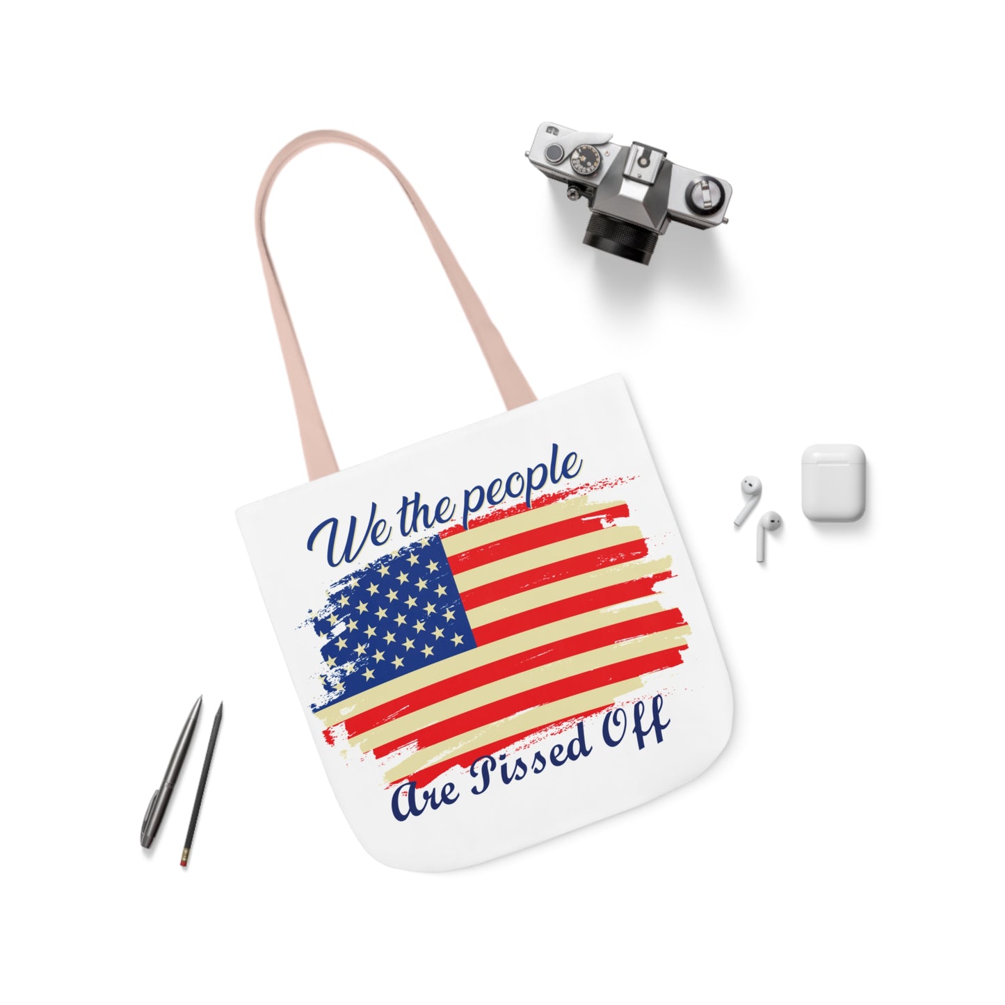 We the People - Canvas Tote Bag, 5-Color Straps - Veterans - Patriotic