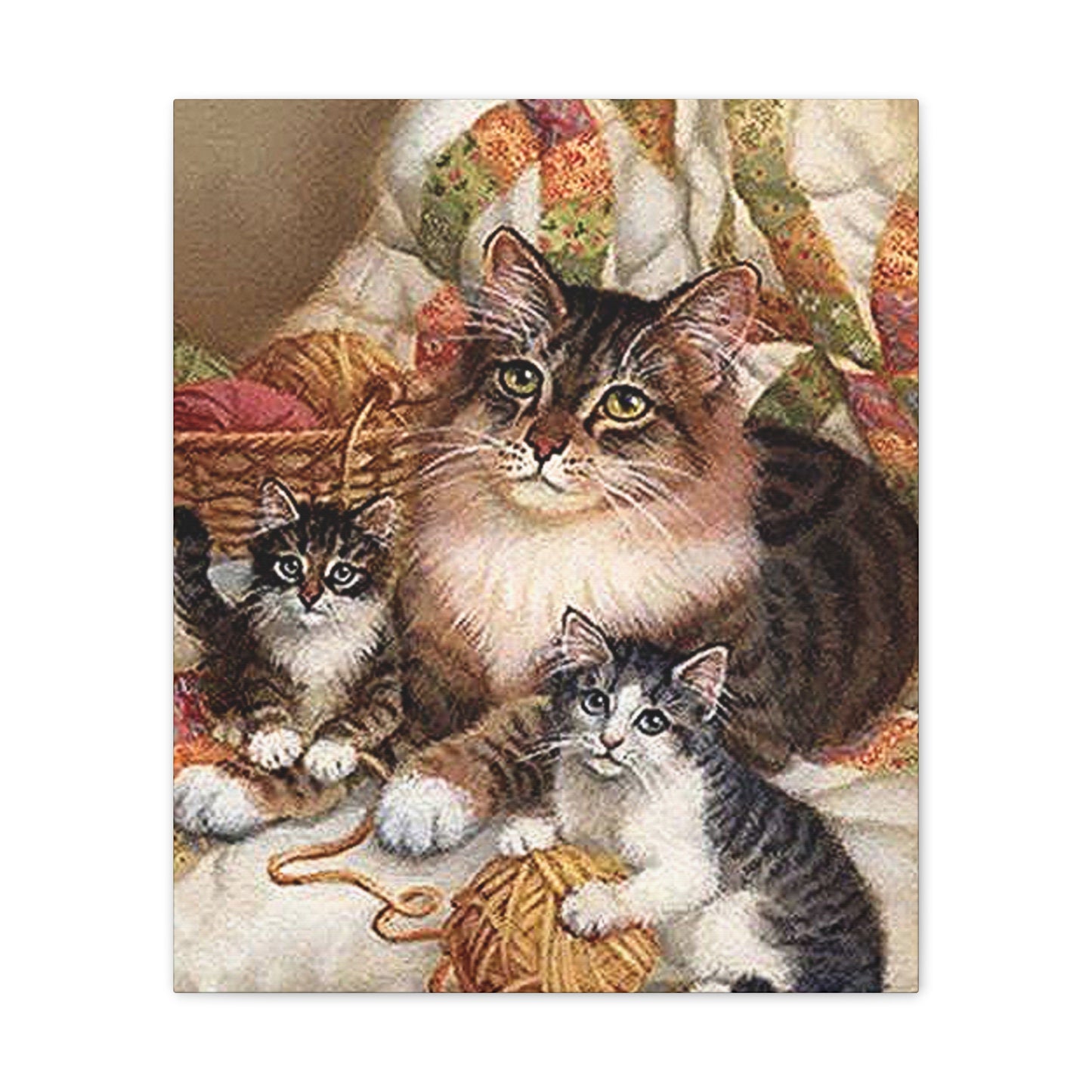 Kitty Family - Canvas Stretched, 0.75"