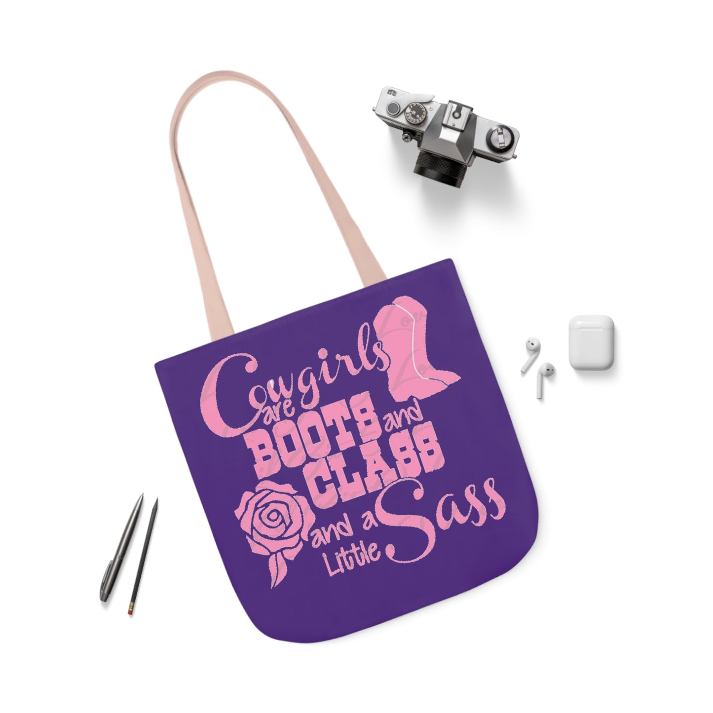 Cowgirl - Canvas Tote Bag, 5-Color Straps