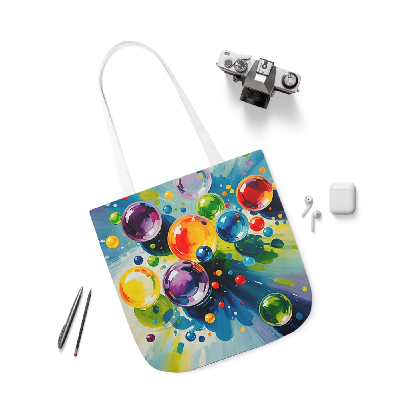 Colored Balls - Canvas Tote Bag, 5-Color Straps