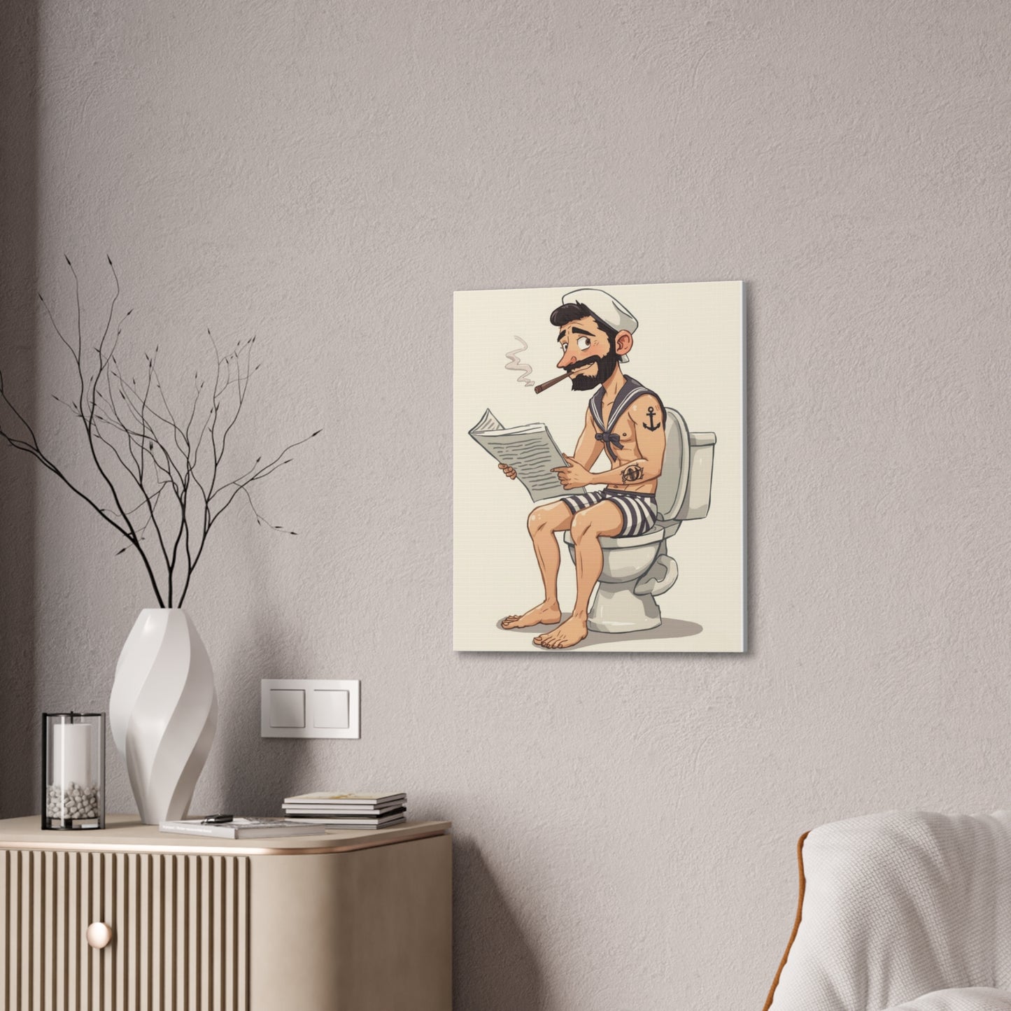 Sailor on the can - Canvas Stretched, 0.75" - Wall Art 2026 - Bathroom Humor