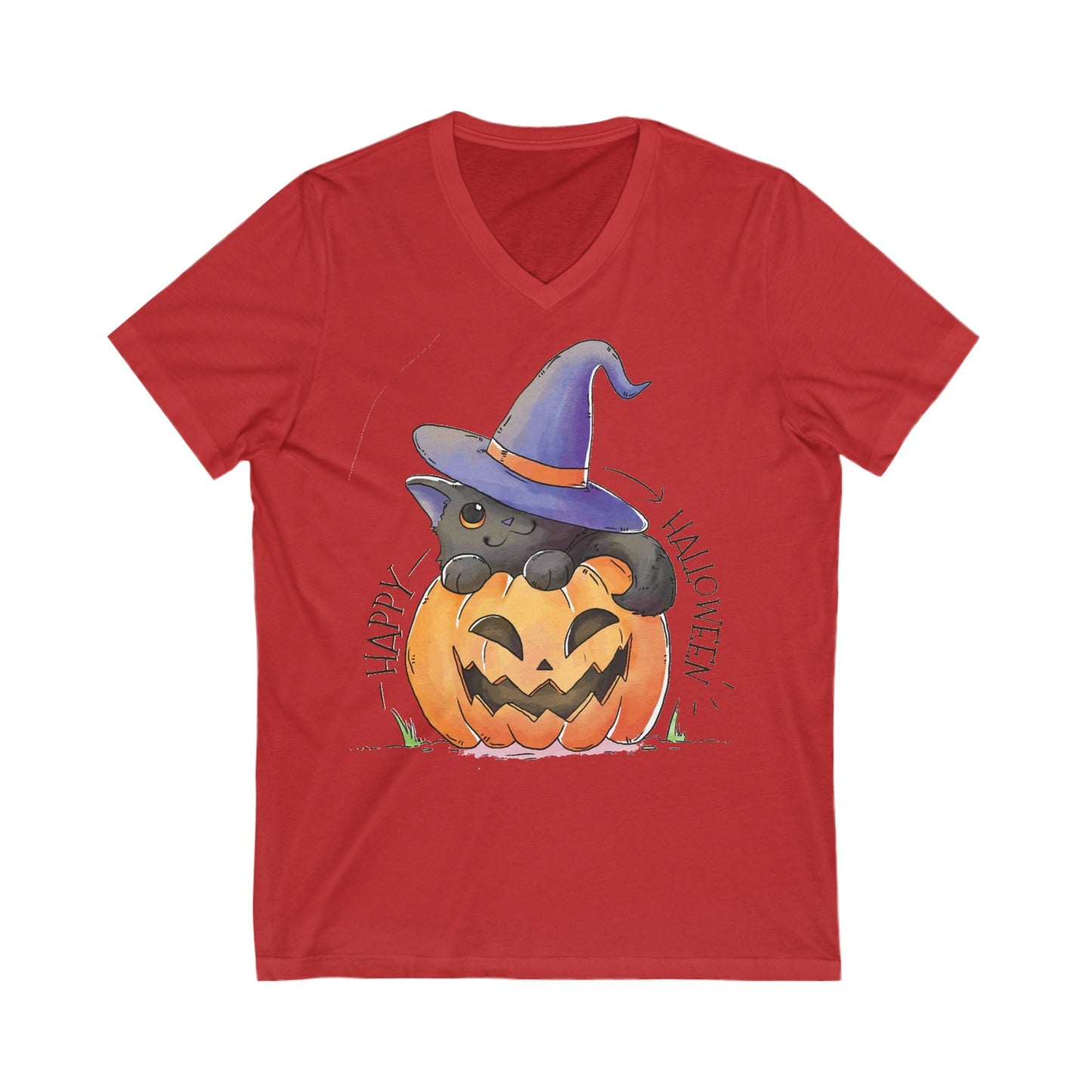 Happy Halloween - Unisex Jersey Short Sleeve V-Neck T-shirts - Halloween