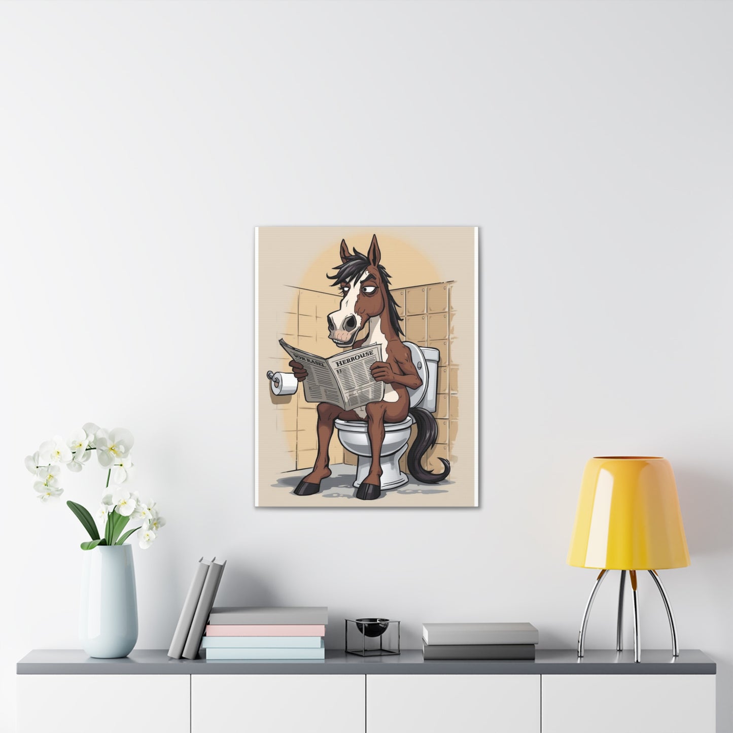 Horse on the can - Canvas Stretched, 0.75" - Wall Art 2026 - Bathroom Humor