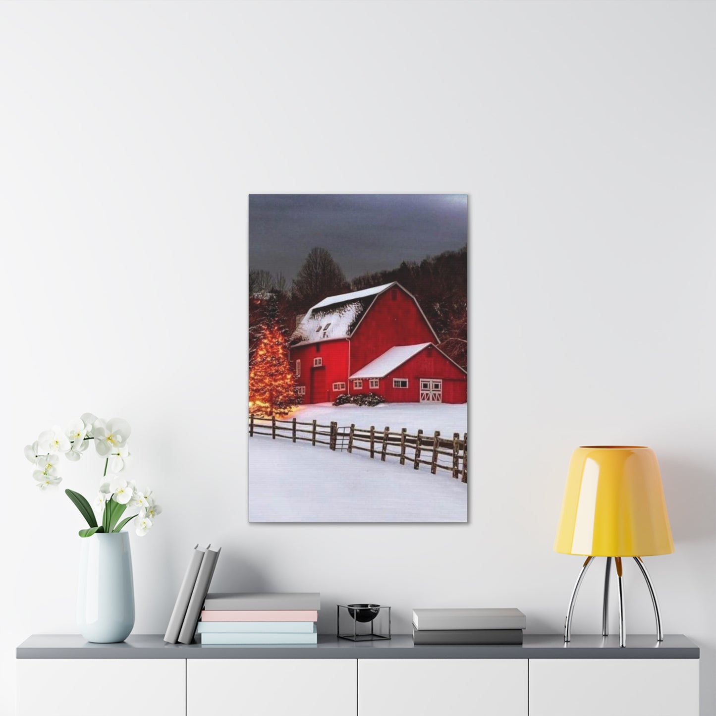 Barn in Winter - Canvas Stretched, 0.75"