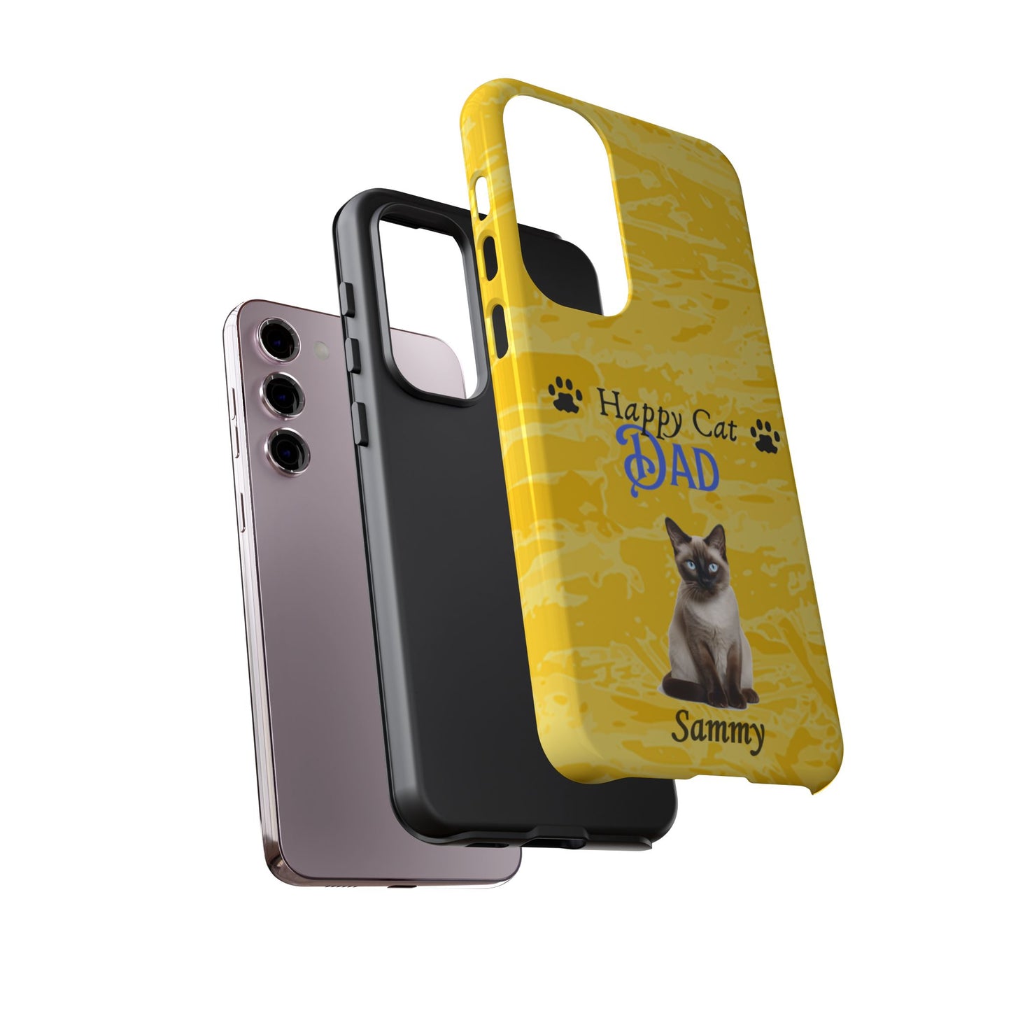 Happy Cat Dad - Personalized - Whimsical Phone Cases - Father's Day