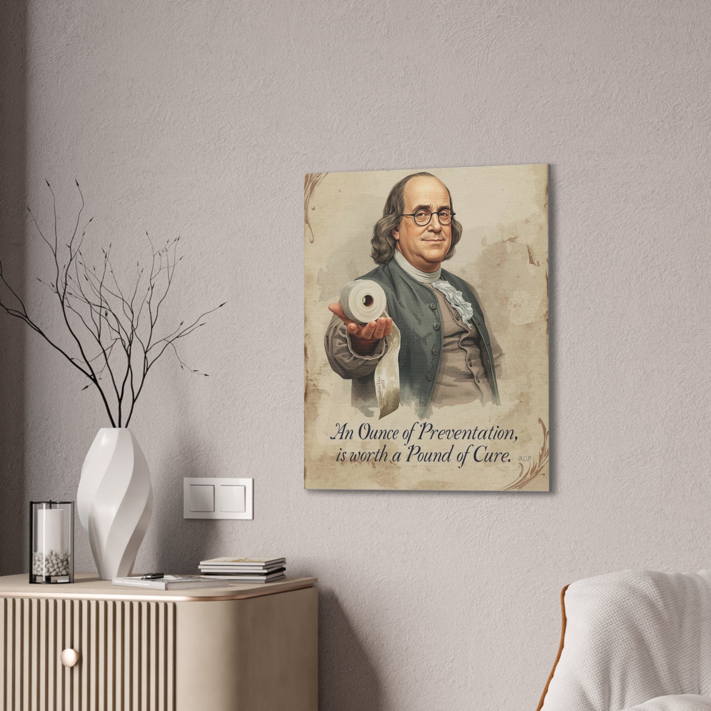 Franklin - Canvas Stretched, 0.75" - 2026 Wall Art - Bathroom Humor