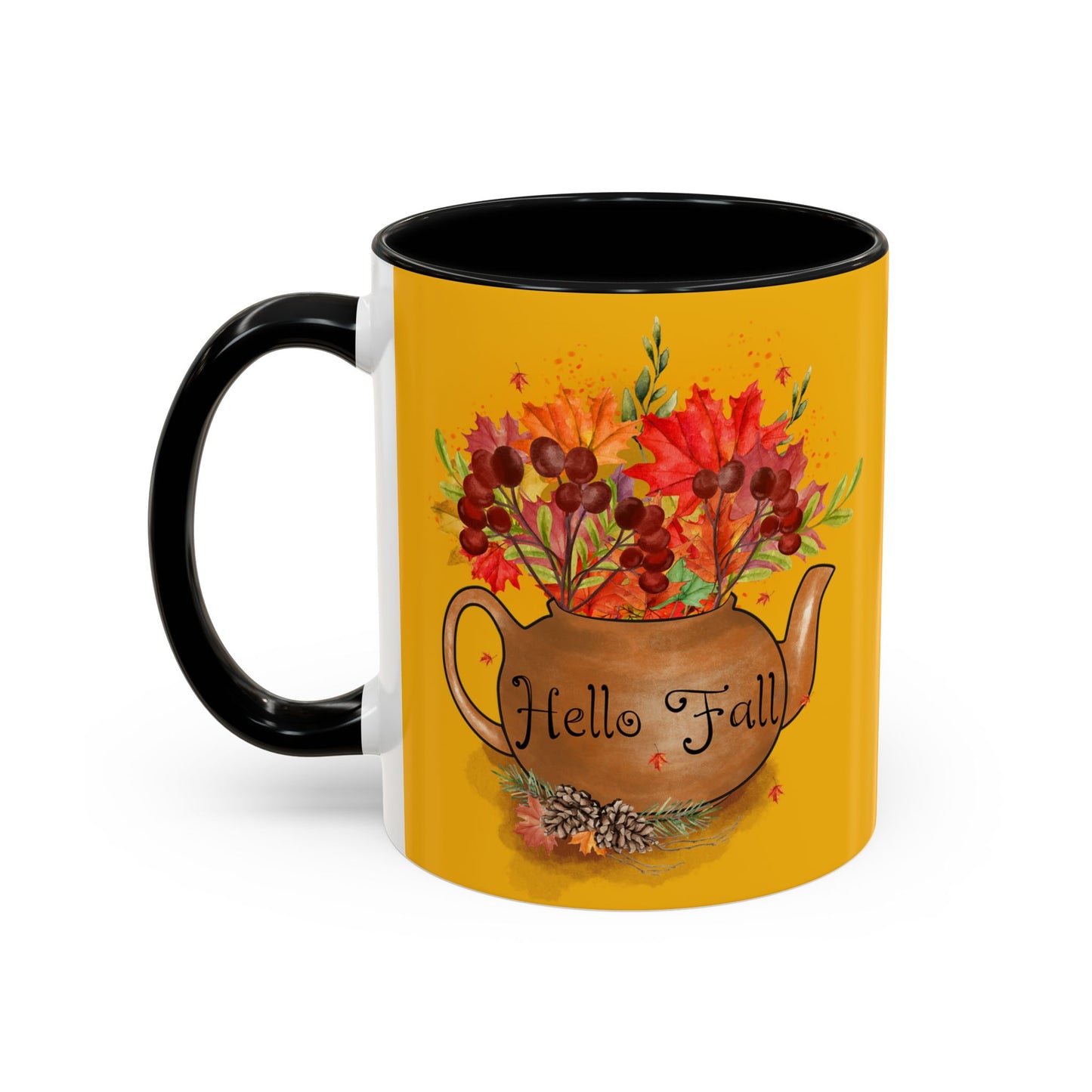 Hello Fall - Accent Coffee Mug (11, 15oz)