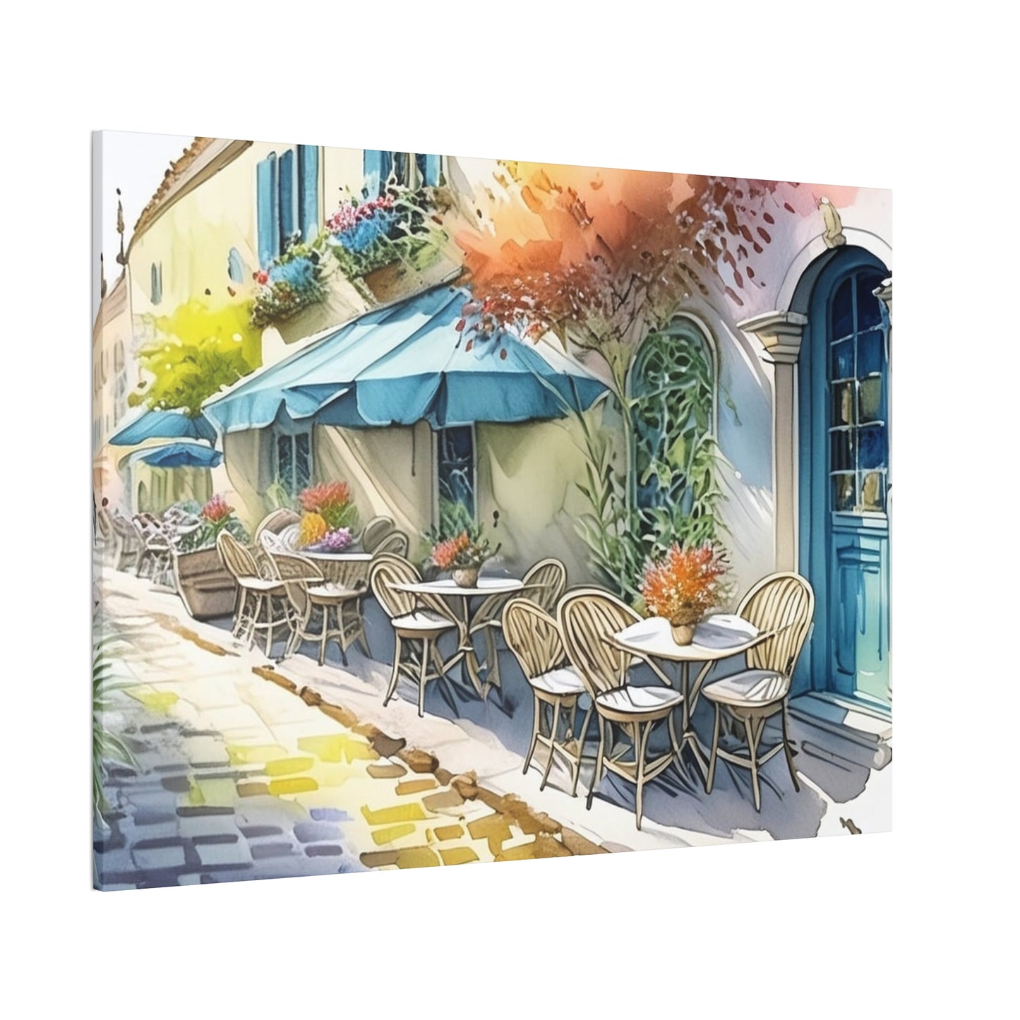 Street Cafe - Canvas Stretched, 0.75"