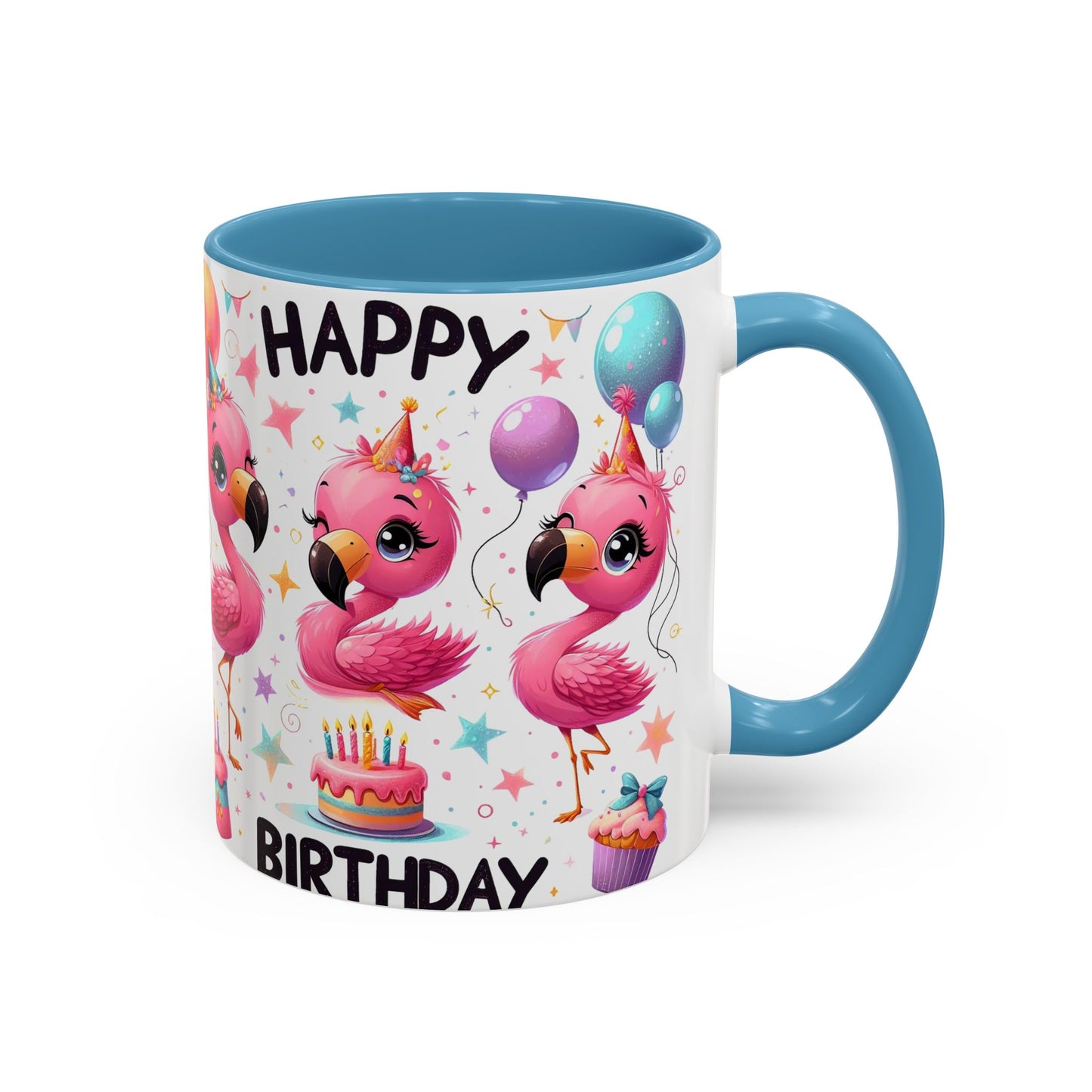 Happy Flamingo Birthday - Accent Coffee Mug (11, 15oz)