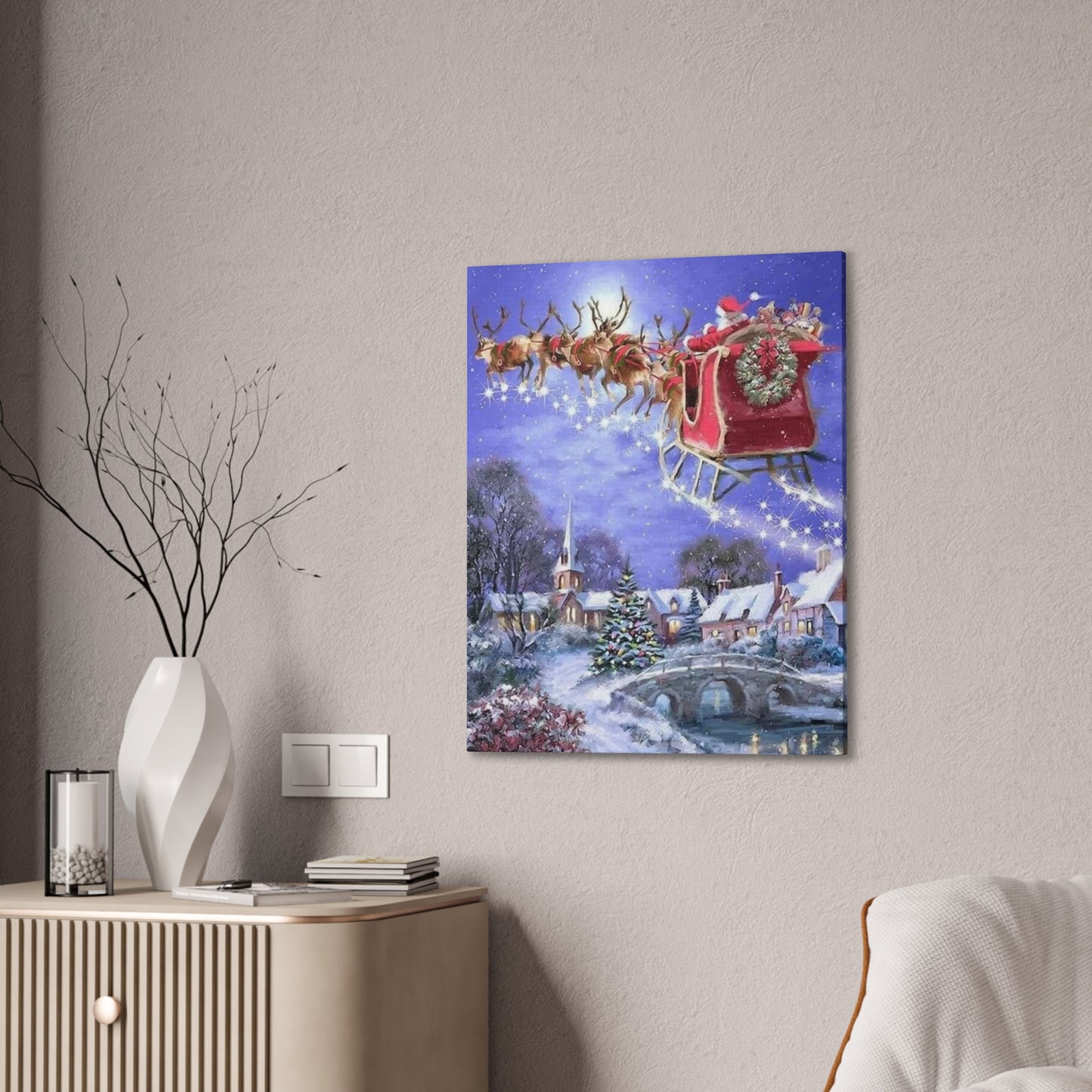 Santa's Coming - Canvas Stretched, 0.75" Christmas