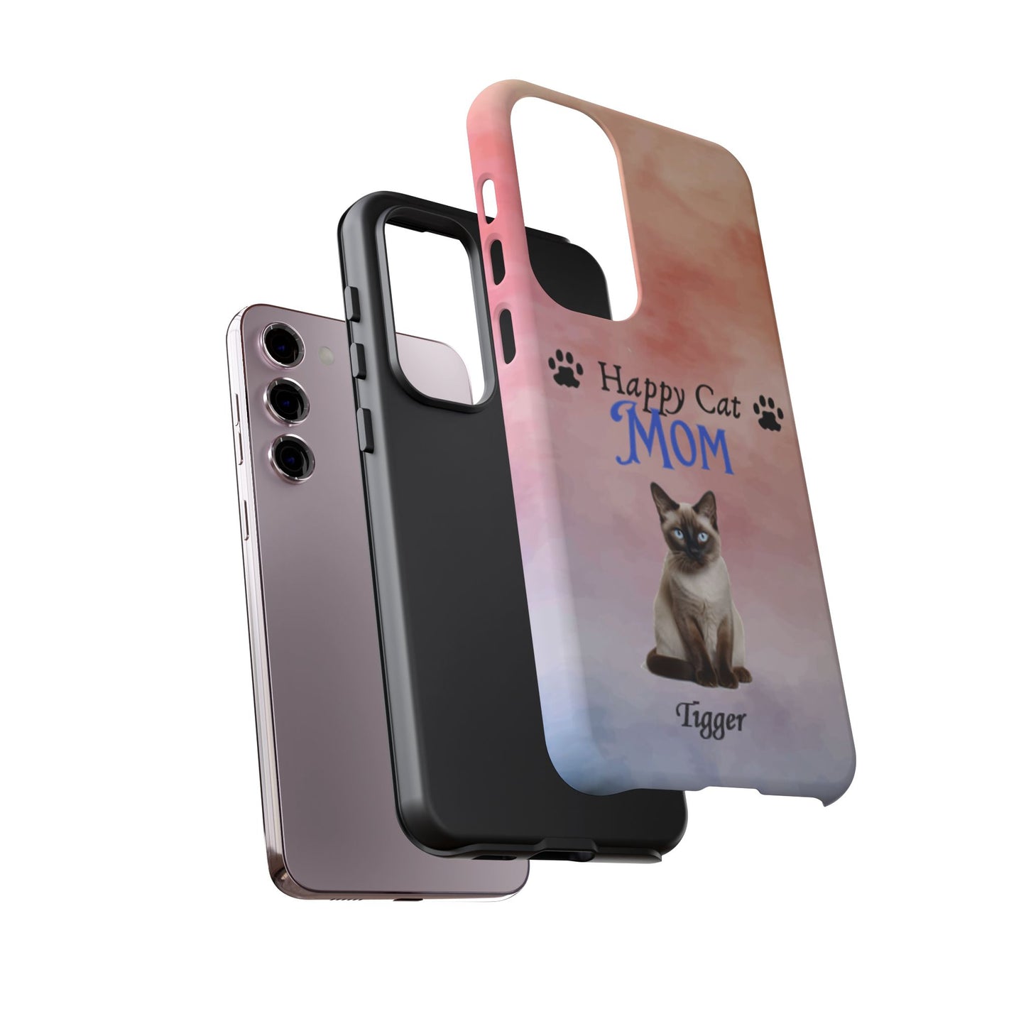 Happy Cat Mom - Personalized - Whimsical Phone Cases - Mother's Day