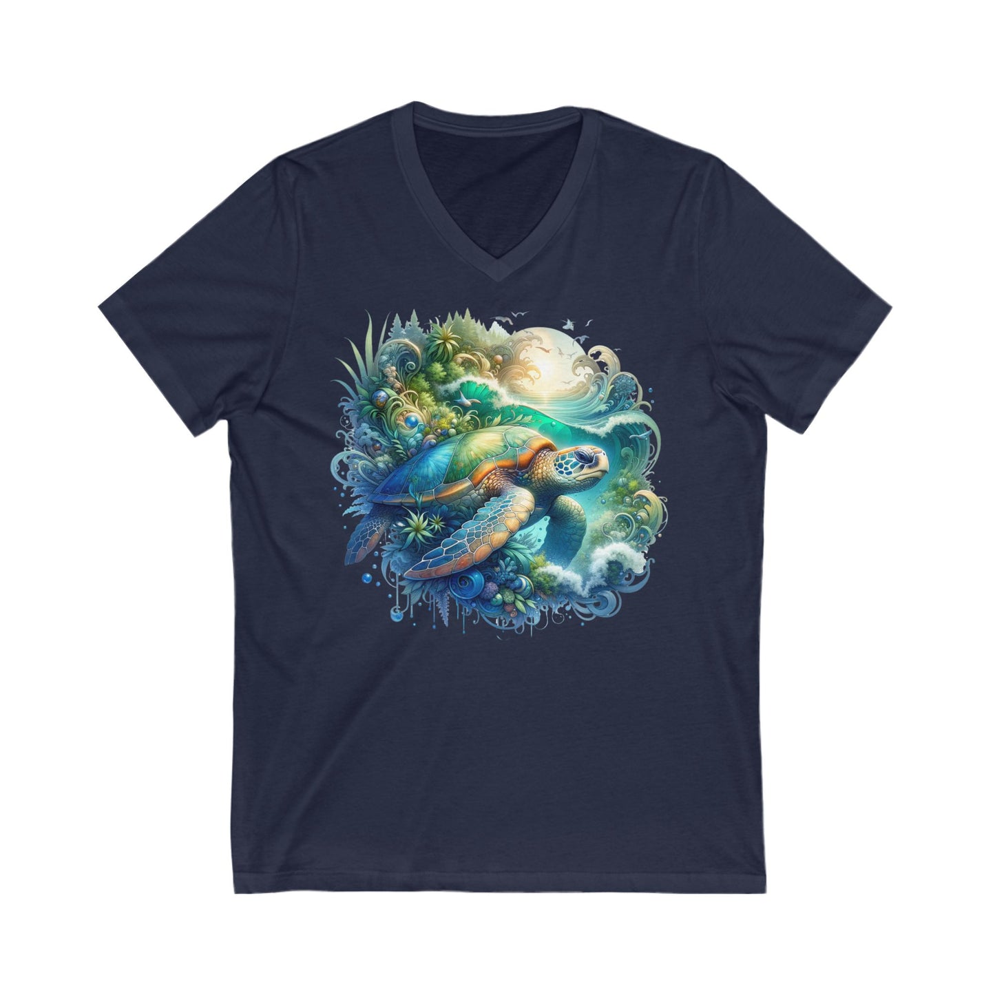 Turtle - Unisex Jersey Short Sleeve V-Neck T-Shirt