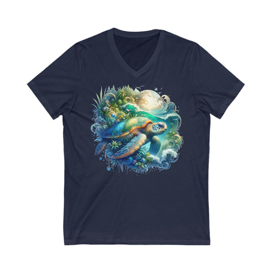 Turtle - Unisex Jersey Short Sleeve V-Neck T-Shirt