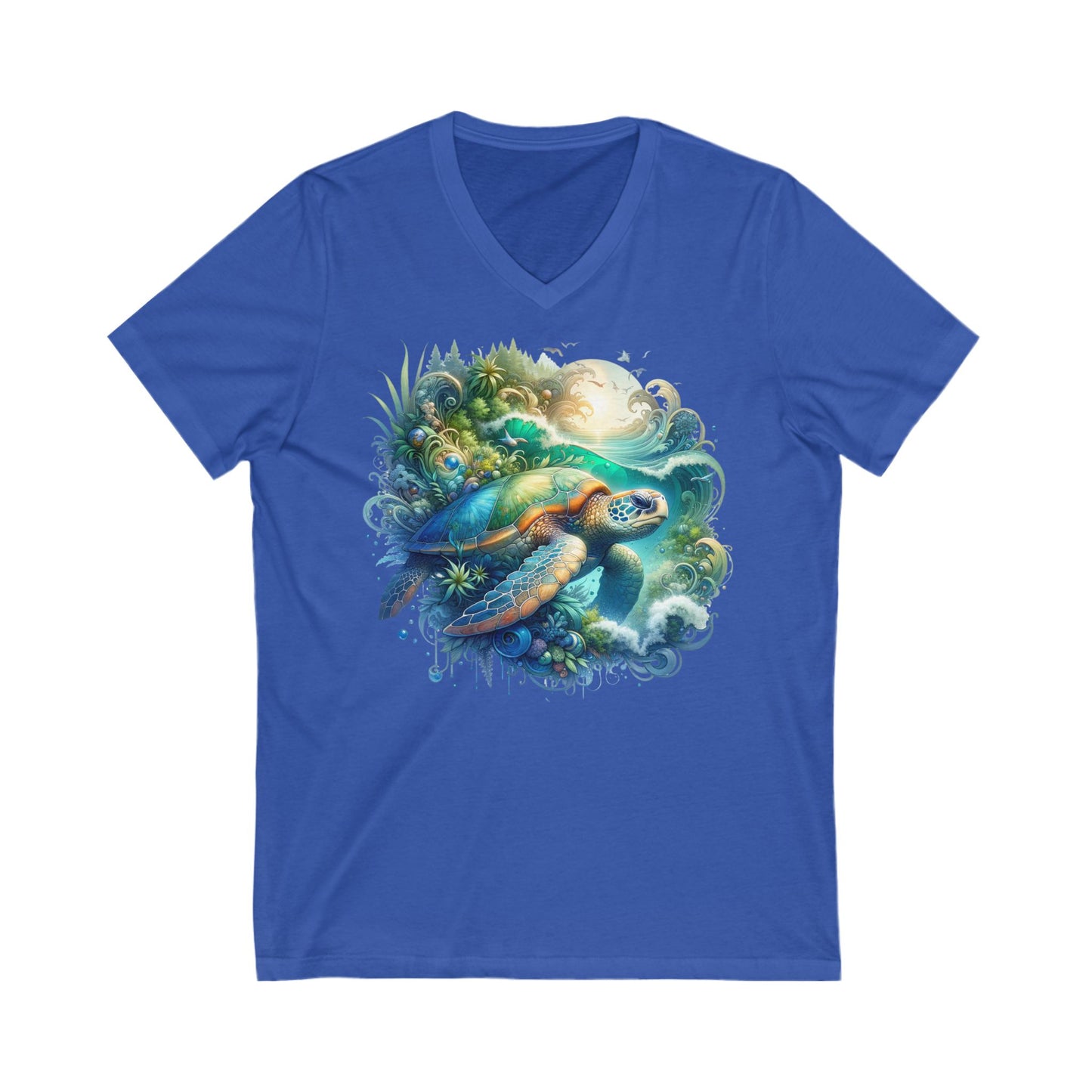 Turtle - Unisex Jersey Short Sleeve V-Neck T-Shirt